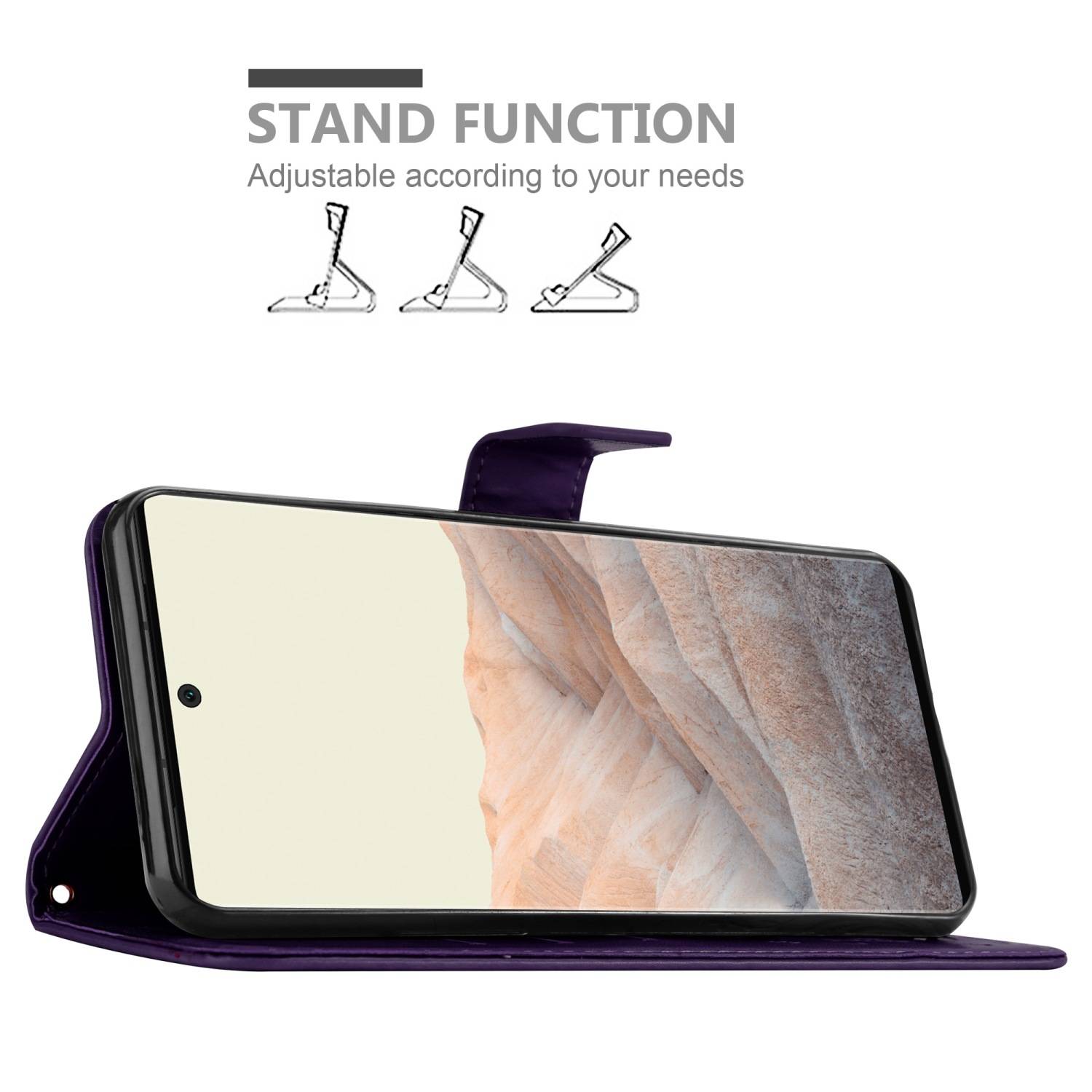 Cadorabo Hülle für Google PIXEL 6 PRO Schutz Hülle in Lila Schutzhülle Handy Hülle Etui Case Blumen Flower