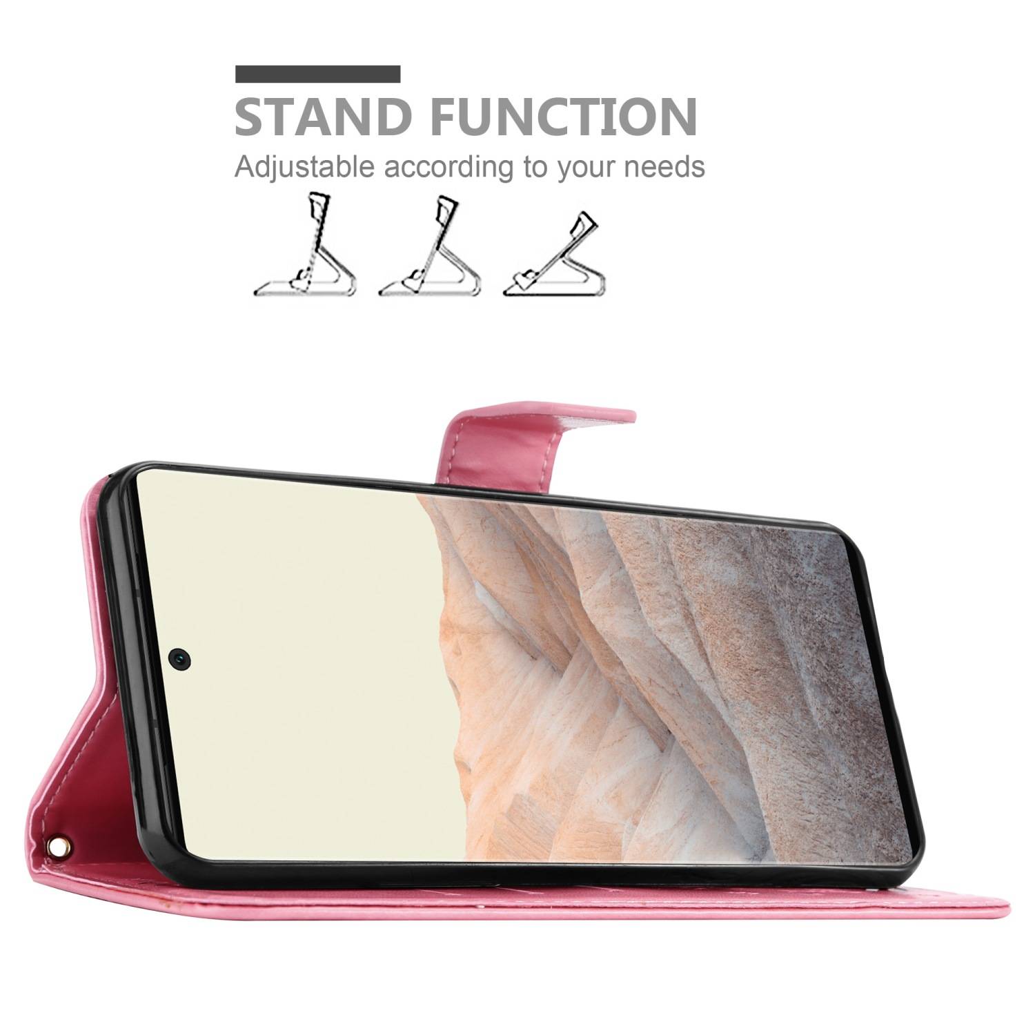 Cadorabo Hülle für Google PIXEL 6 PRO Schutz Hülle in Rosa Schutzhülle Handy Hülle Etui Case Blumen Flower