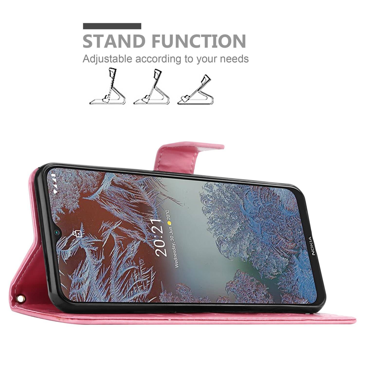 Cadorabo Hülle für Nokia G10 / G20 Schutz Hülle in Rosa Schutzhülle Handy Hülle Etui Case Blumen Flower