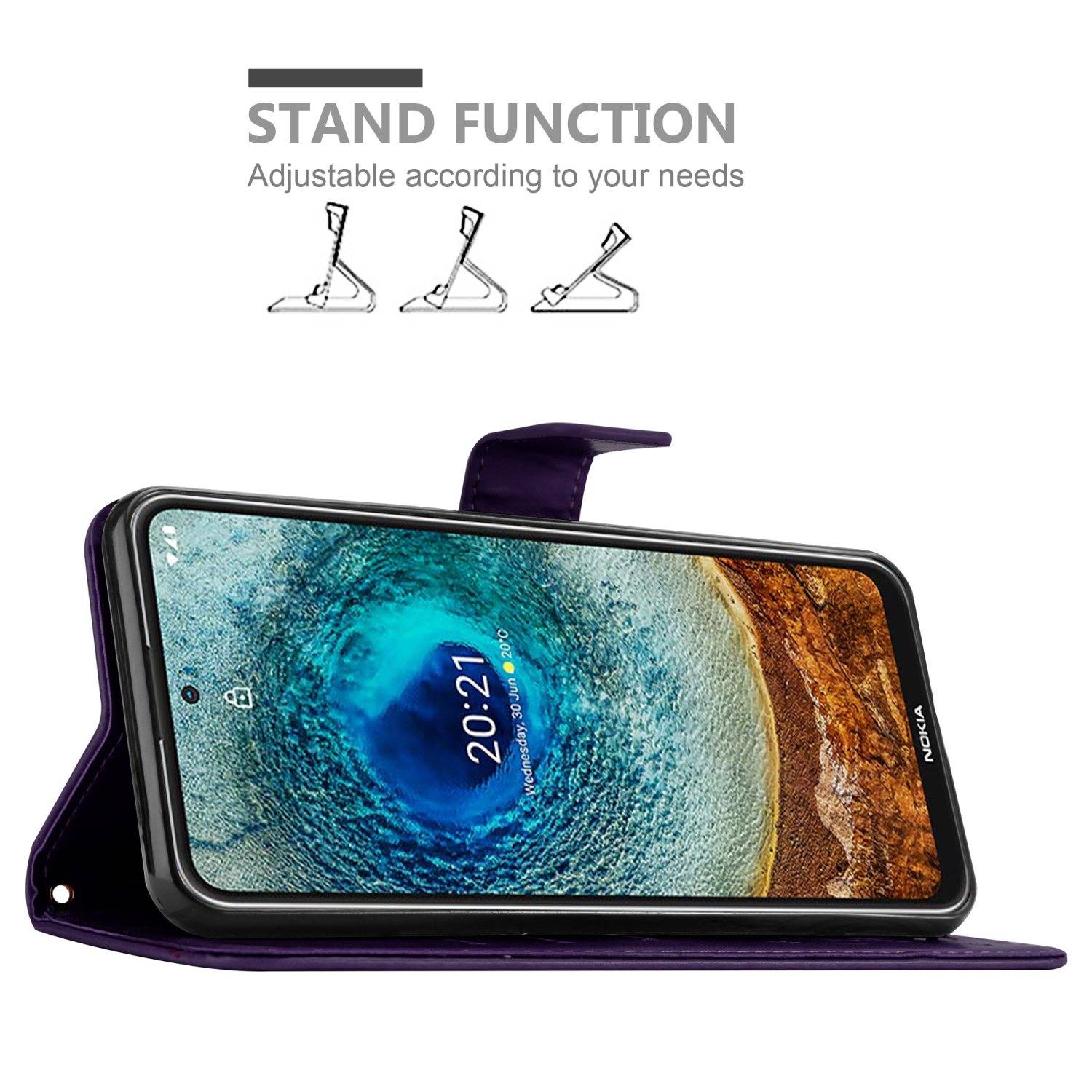 Cadorabo Hülle für Nokia X10 / X20 Schutz Hülle in Lila Schutzhülle Handy Hülle Etui Case Blumen Flower