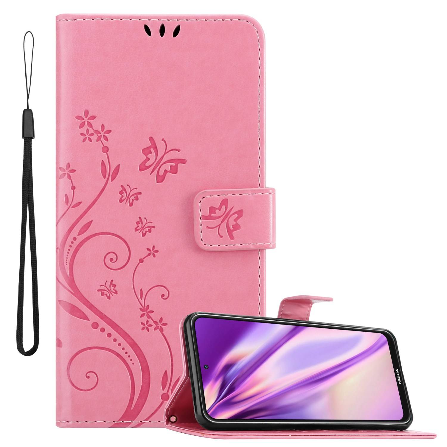 Cadorabo Hülle für Nokia X10 / X20 Schutz Hülle in Rosa Schutzhülle Handy Hülle Etui Case Blumen Flower