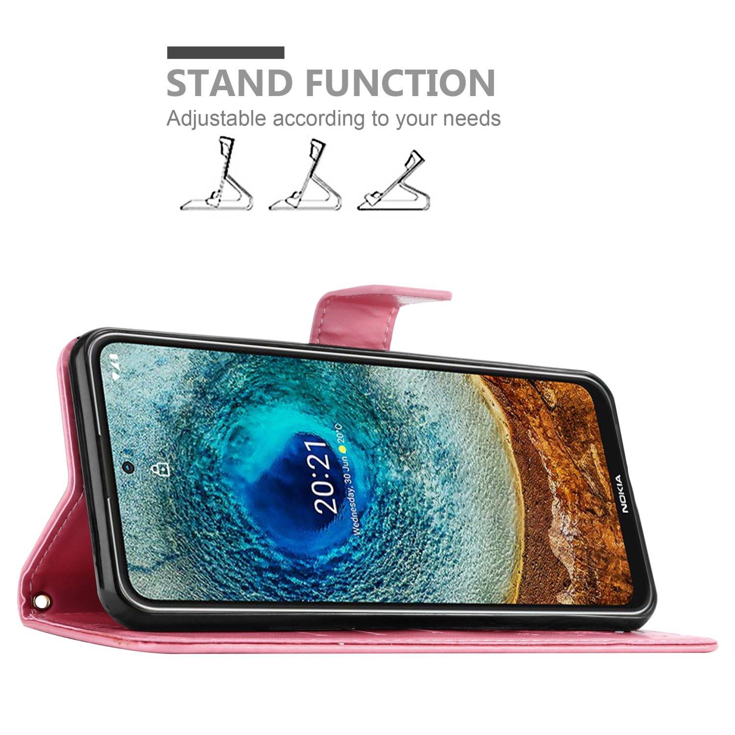 Cadorabo Hülle für Nokia X10 / X20 Schutz Hülle in Rosa Schutzhülle Handy Hülle Etui Case Blumen Flower