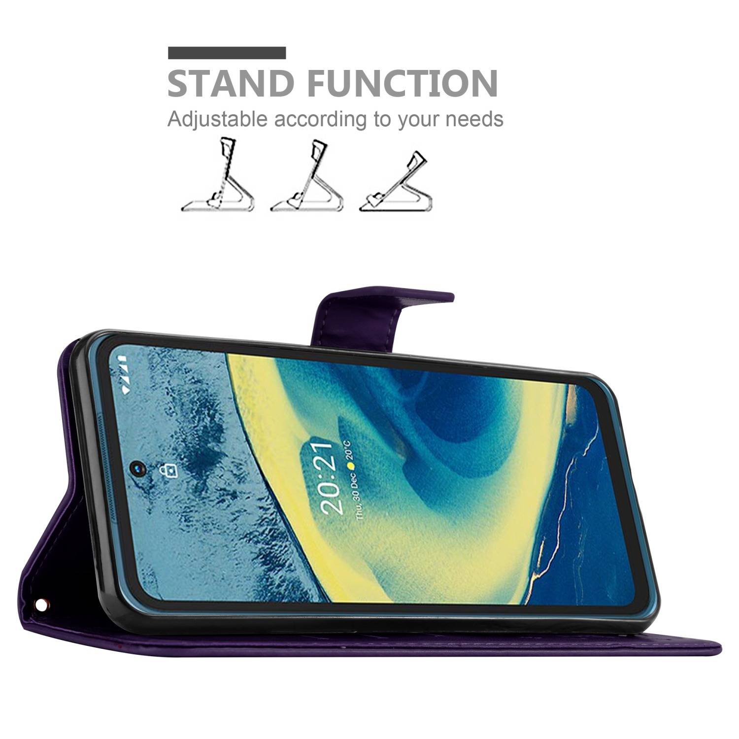 Cadorabo Hülle für Nokia XR20 Schutz Hülle in Lila Schutzhülle Handy Hülle Etui Case Blumen Flower