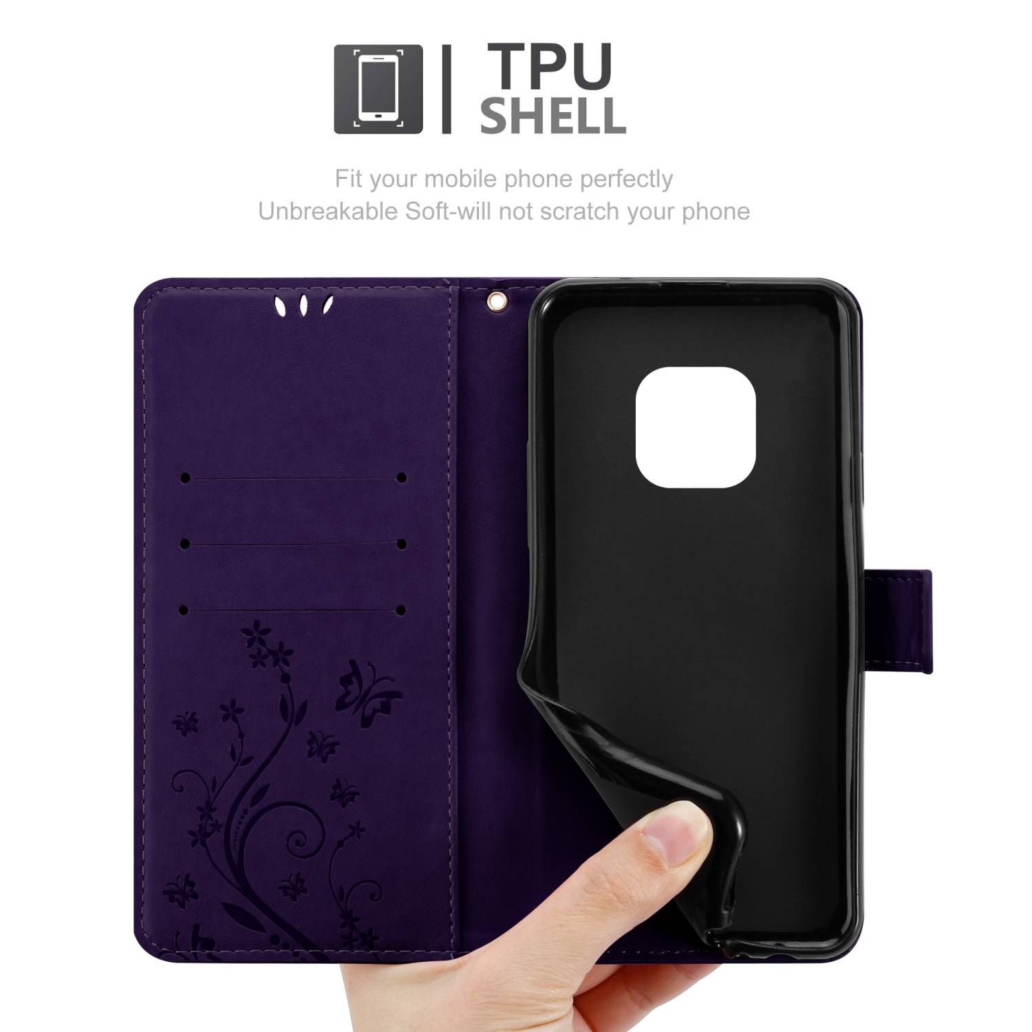 Cadorabo Hülle für Nokia XR20 Schutz Hülle in Lila Schutzhülle Handy Hülle Etui Case Blumen Flower