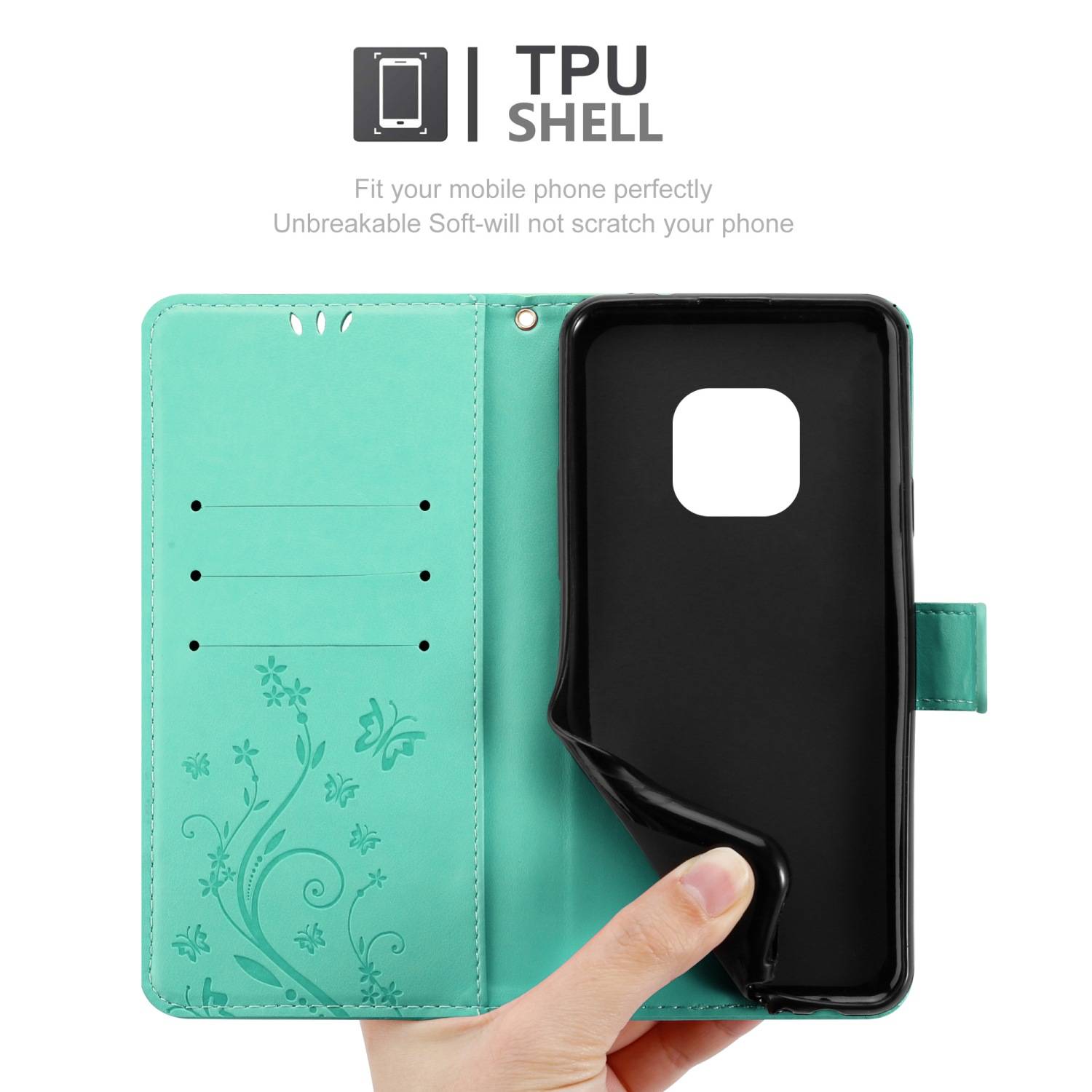 Cadorabo Hülle für Nokia XR20 Schutz Hülle in Türkis Schutzhülle Handy Hülle Etui Case Blumen Flower