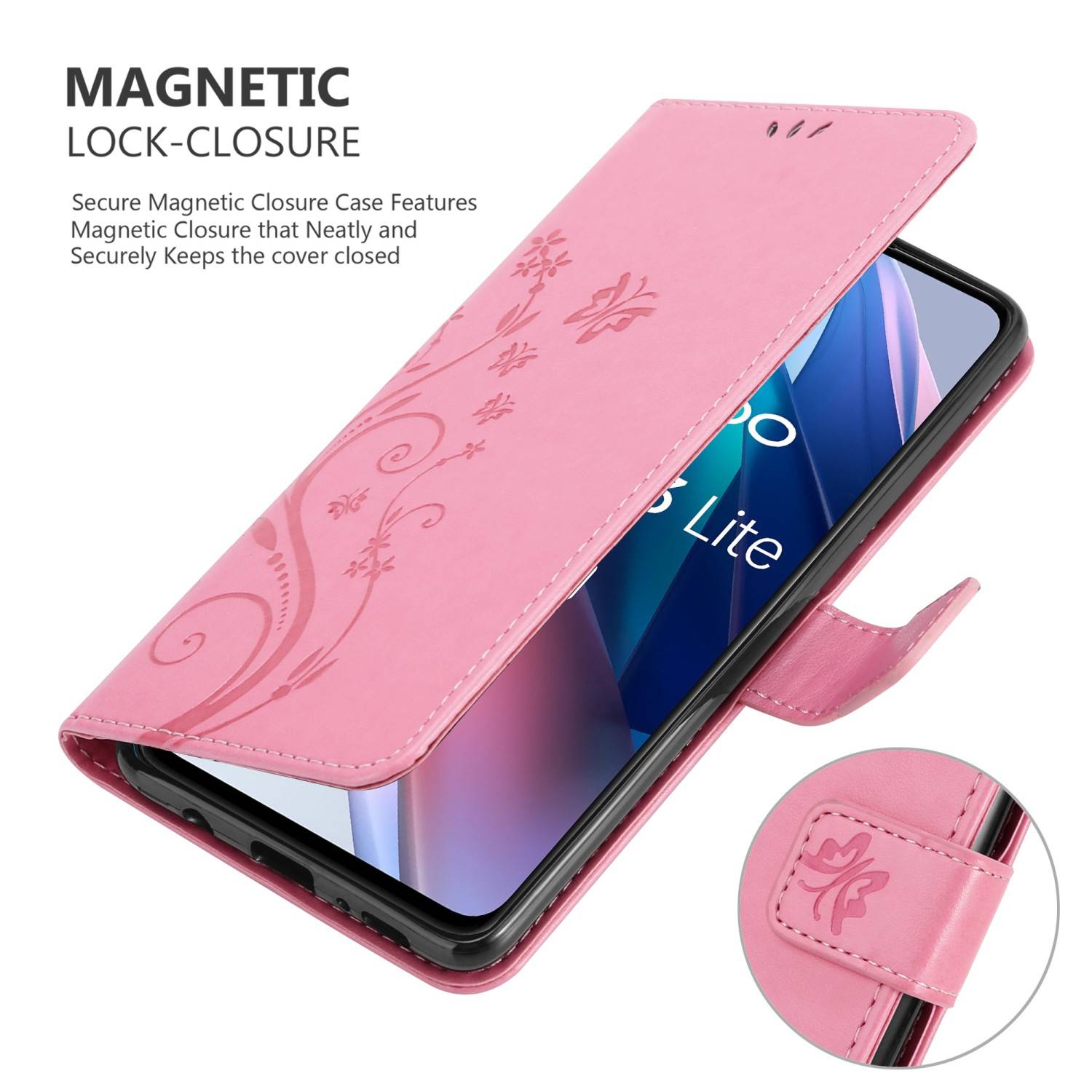 Cadorabo Hülle für Oppo FIND X3 LITE Schutz Hülle in Rosa Schutzhülle Handy Hülle Etui Case Blumen Flower