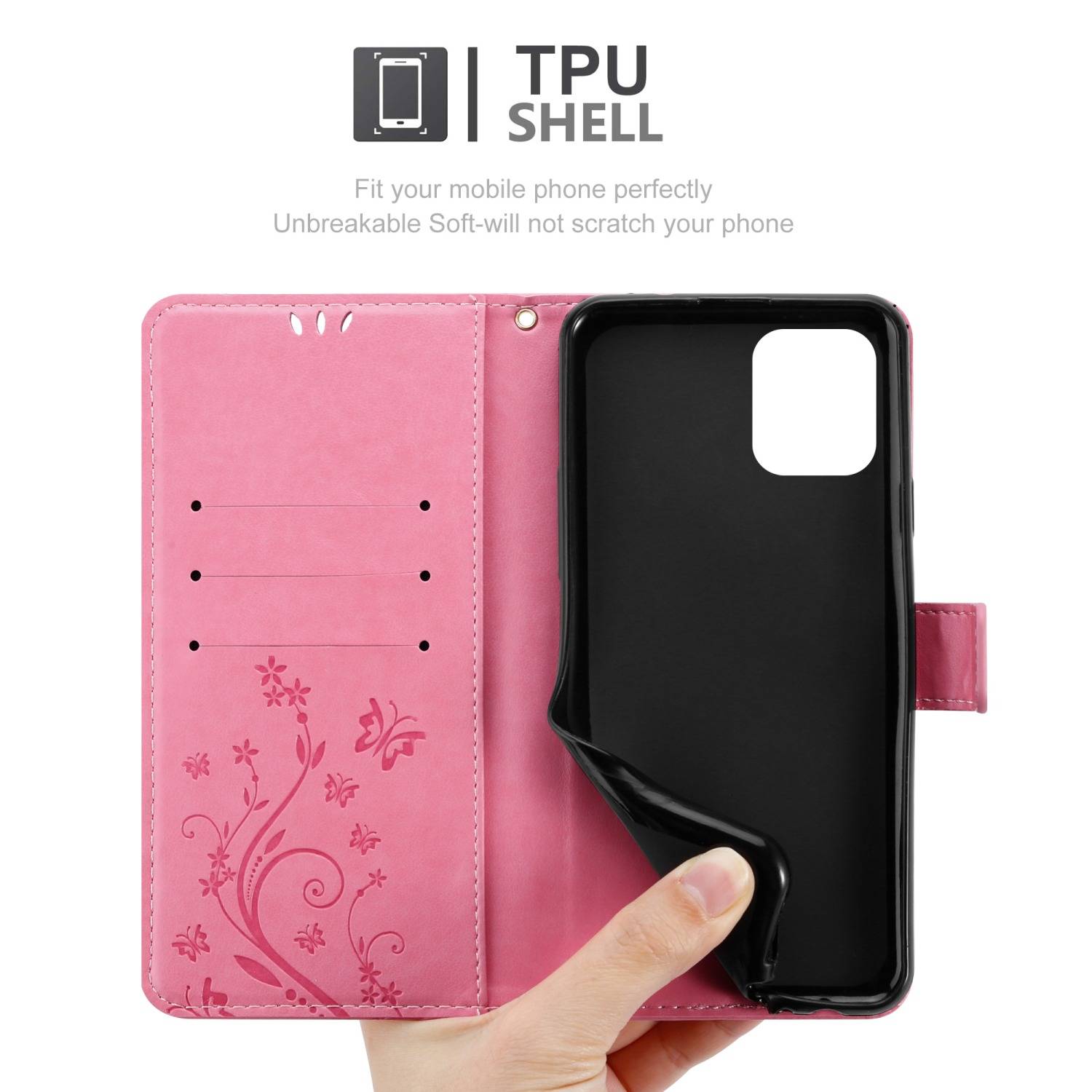 Cadorabo Hülle für Oppo FIND X3 PRO Schutz Hülle in Rosa Schutzhülle Handy Hülle Etui Case Blumen Flower