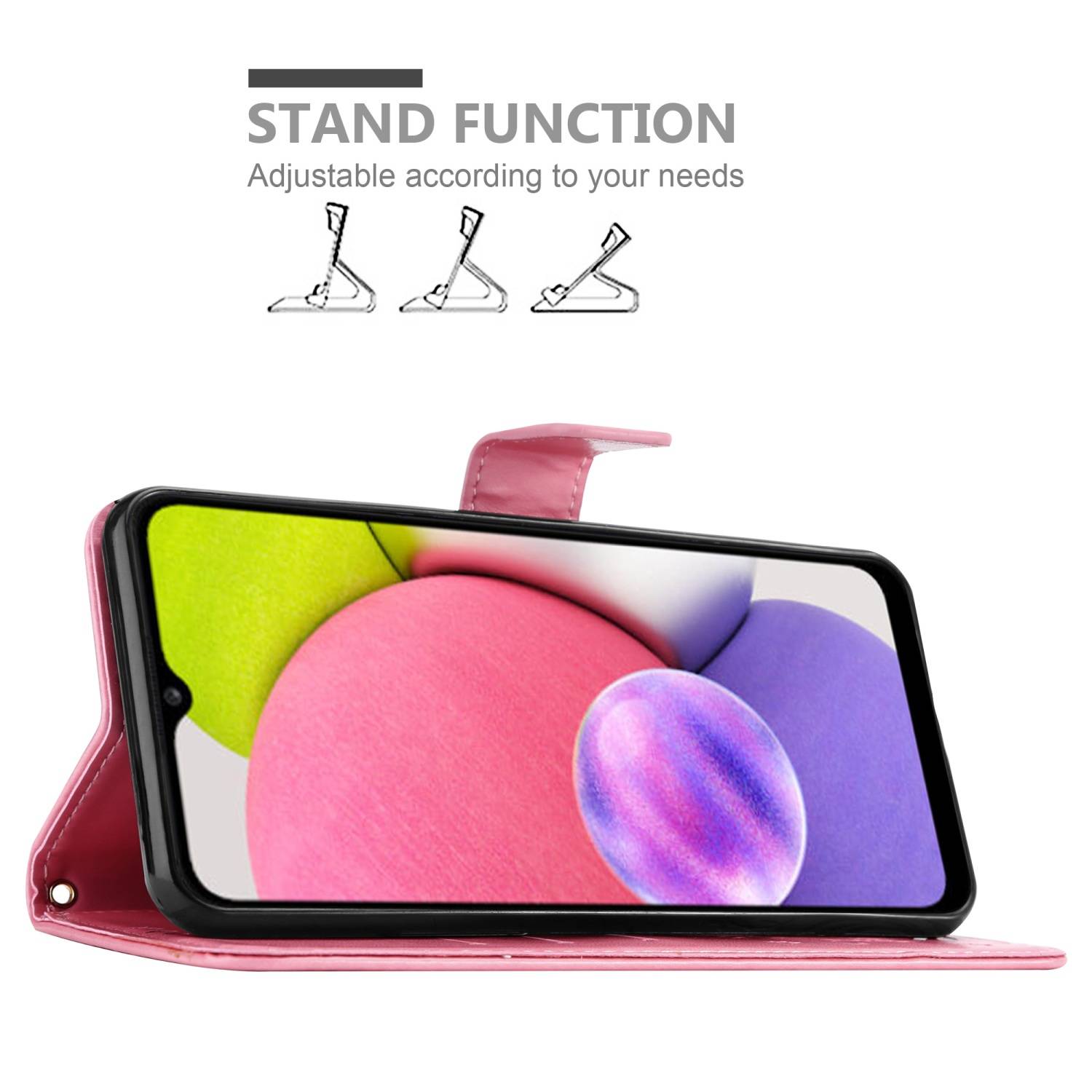 Cadorabo Hülle für Samsung Galaxy A03s Schutz Hülle in Rosa Schutzhülle Handy Hülle Etui Case Blumen Flower