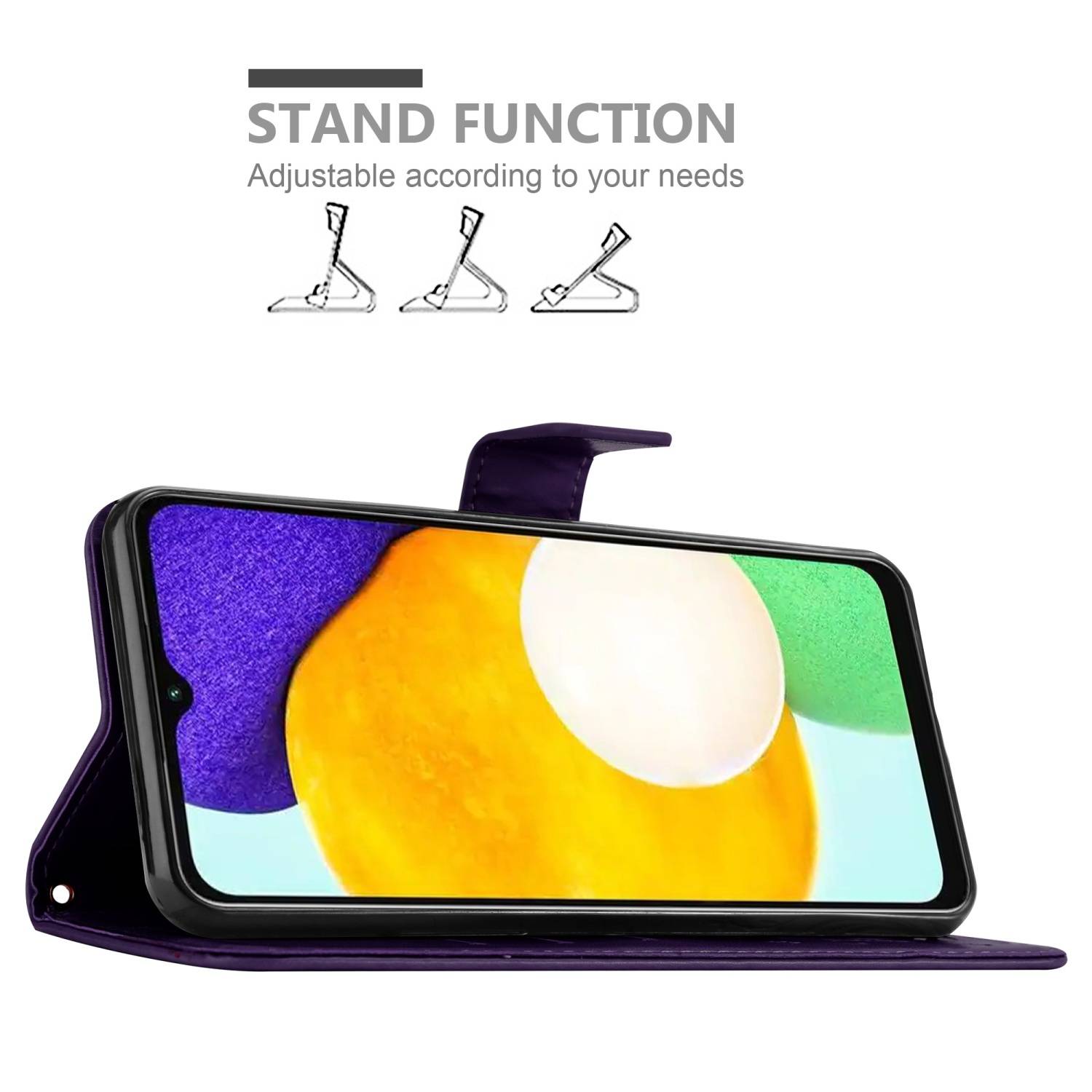 Cadorabo Hülle für Samsung Galaxy A13 5G Schutz Hülle in Lila Schutzhülle Handy Hülle Etui Case Blumen Flower