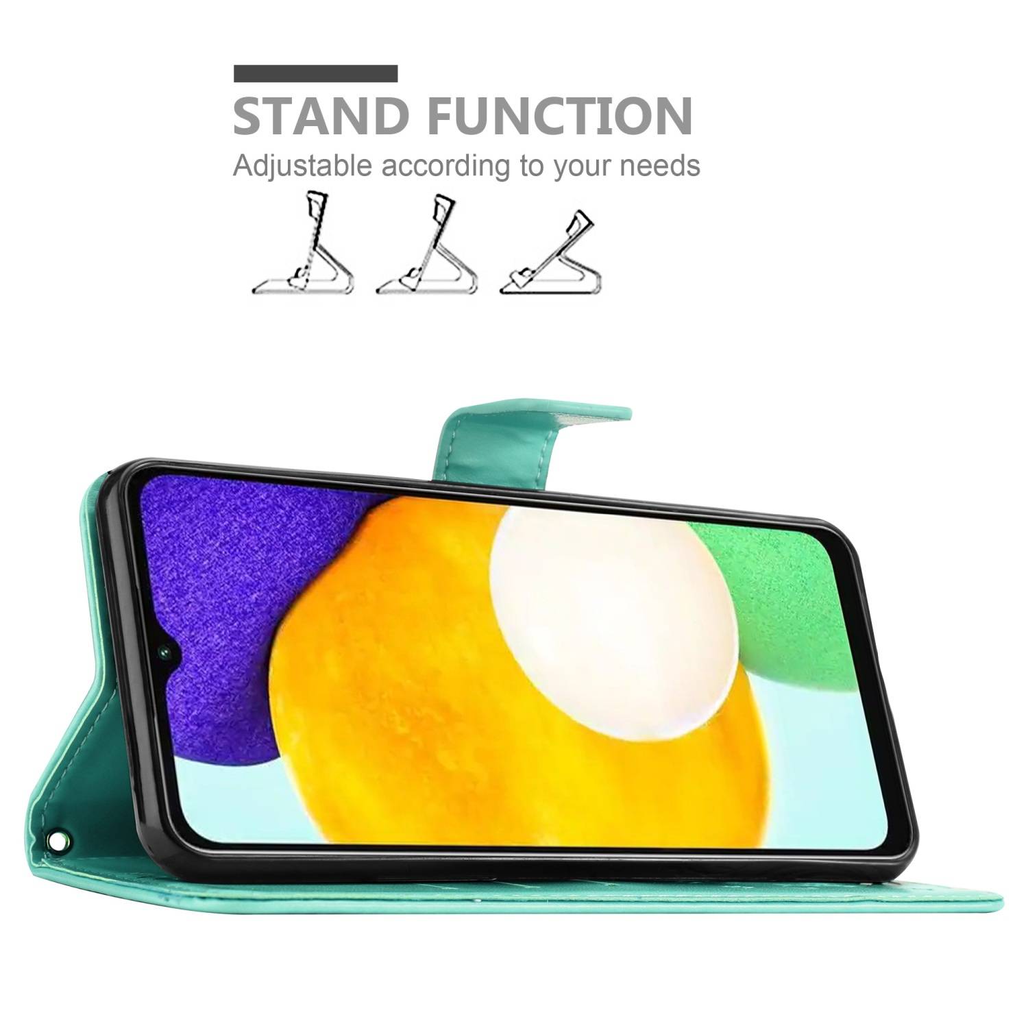 Cadorabo Hülle für Samsung Galaxy A13 5G Schutz Hülle in Türkis Schutzhülle Handy Hülle Etui Case Blumen Flower