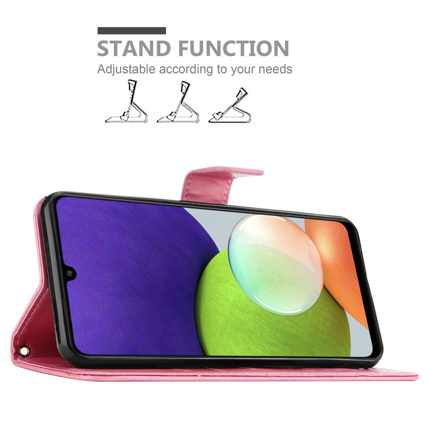 Cadorabo Hülle für Samsung Galaxy A22 4G / M22 / M32 4G Schutz Hülle in Rosa Schutzhülle Handy Hülle Etui Case Blumen