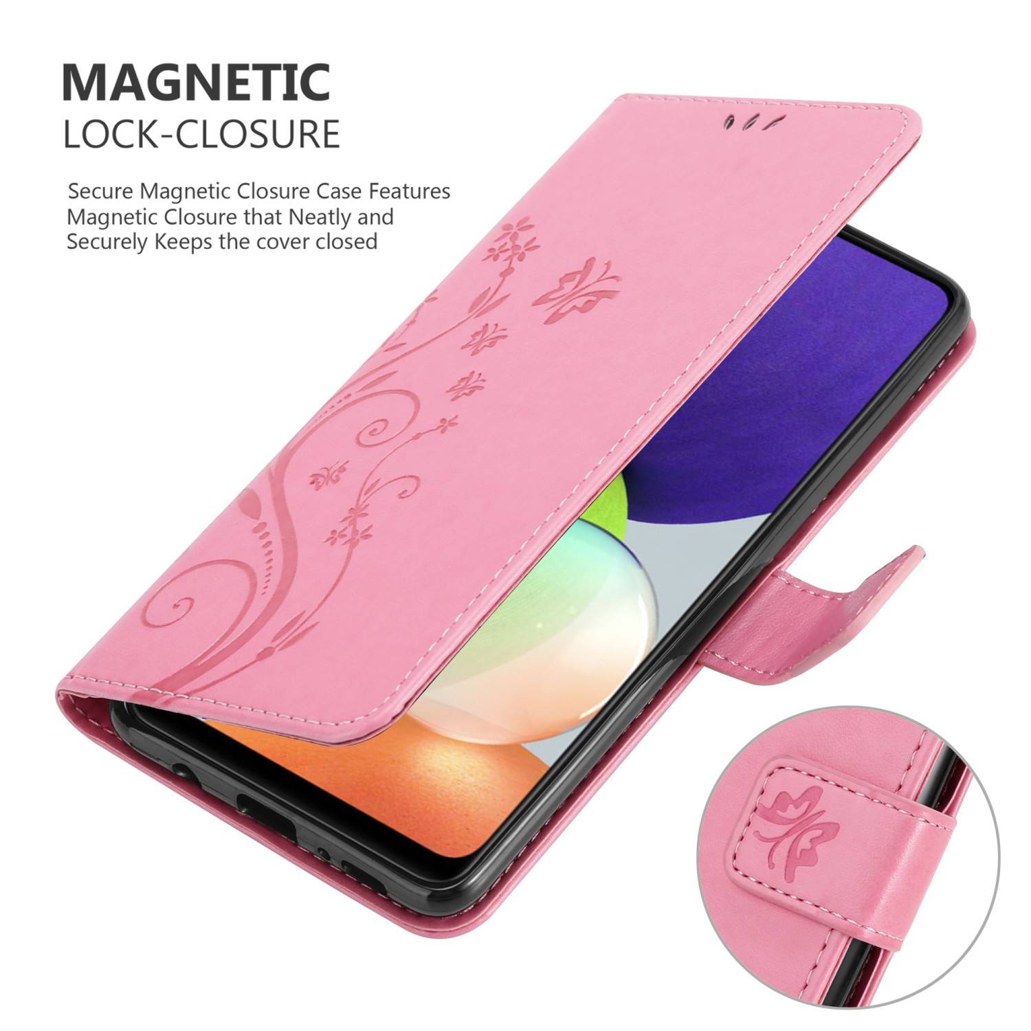 Cadorabo Hülle für Samsung Galaxy A22 4G / M22 / M32 4G Schutz Hülle in Rosa Schutzhülle Handy Hülle Etui Case Blumen