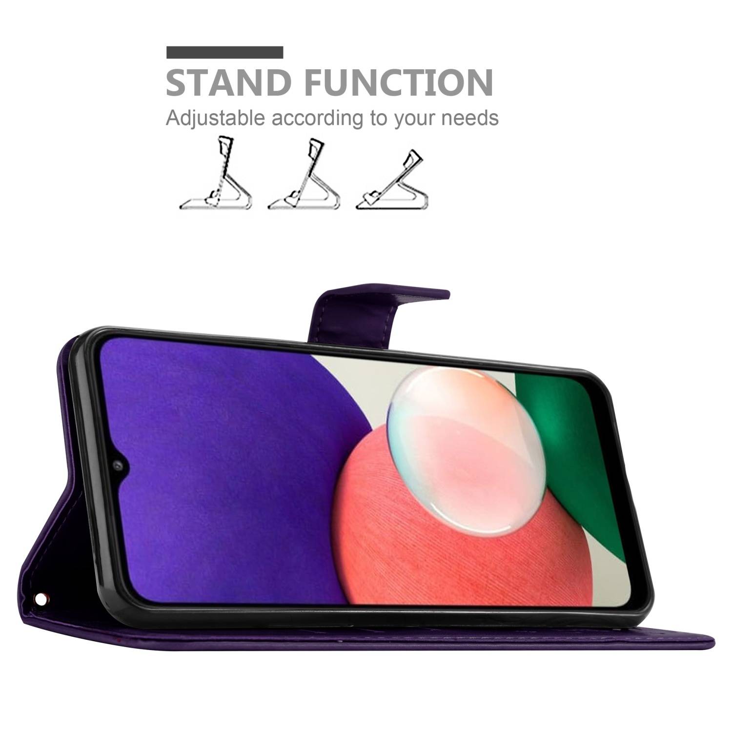 Cadorabo Hülle für Samsung Galaxy A22 5G Schutz Hülle in Lila Schutzhülle Handy Hülle Etui Case Blumen Flower