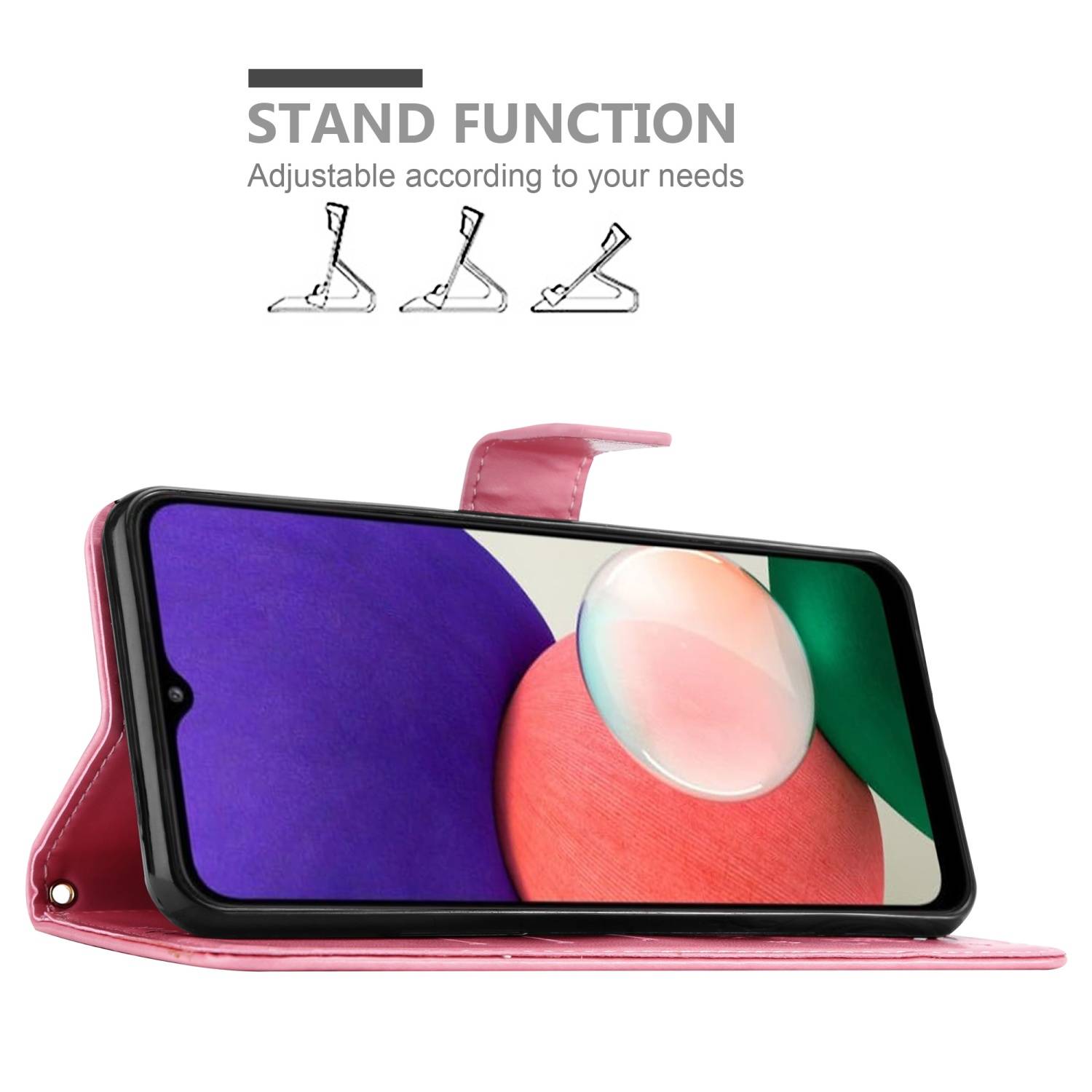 Cadorabo Hülle für Samsung Galaxy A22 5G Schutz Hülle in Rosa Schutzhülle Handy Hülle Etui Case Blumen Flower