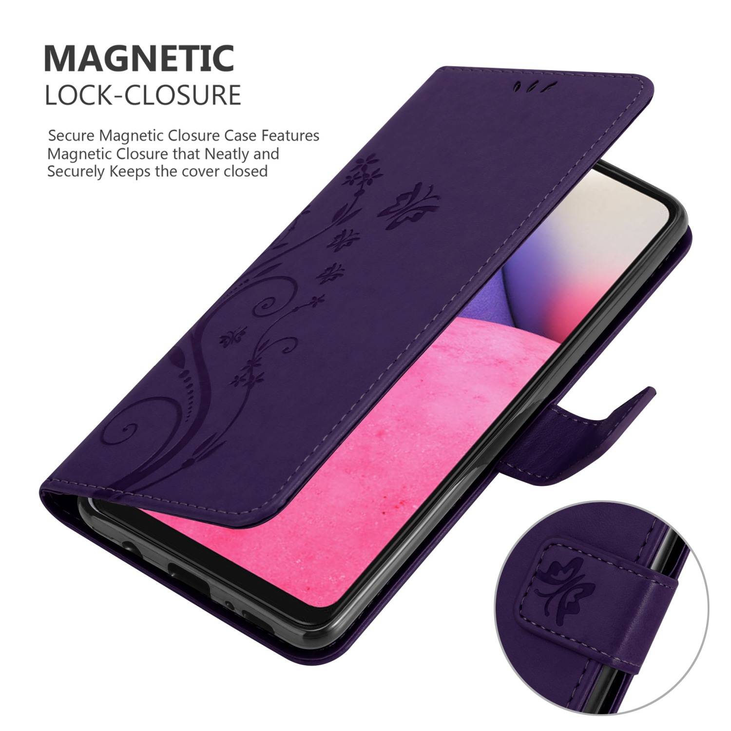 Cadorabo Hülle für Samsung Galaxy A33 5G Schutz Hülle in Lila Schutzhülle Handy Hülle Etui Case Blumen Flower