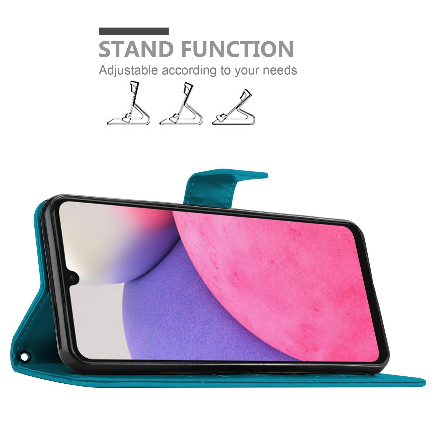 Cadorabo Hülle für Samsung Galaxy A33 5G Schutz Hülle in Blau Schutzhülle Handy Hülle Etui Case Blumen Flower