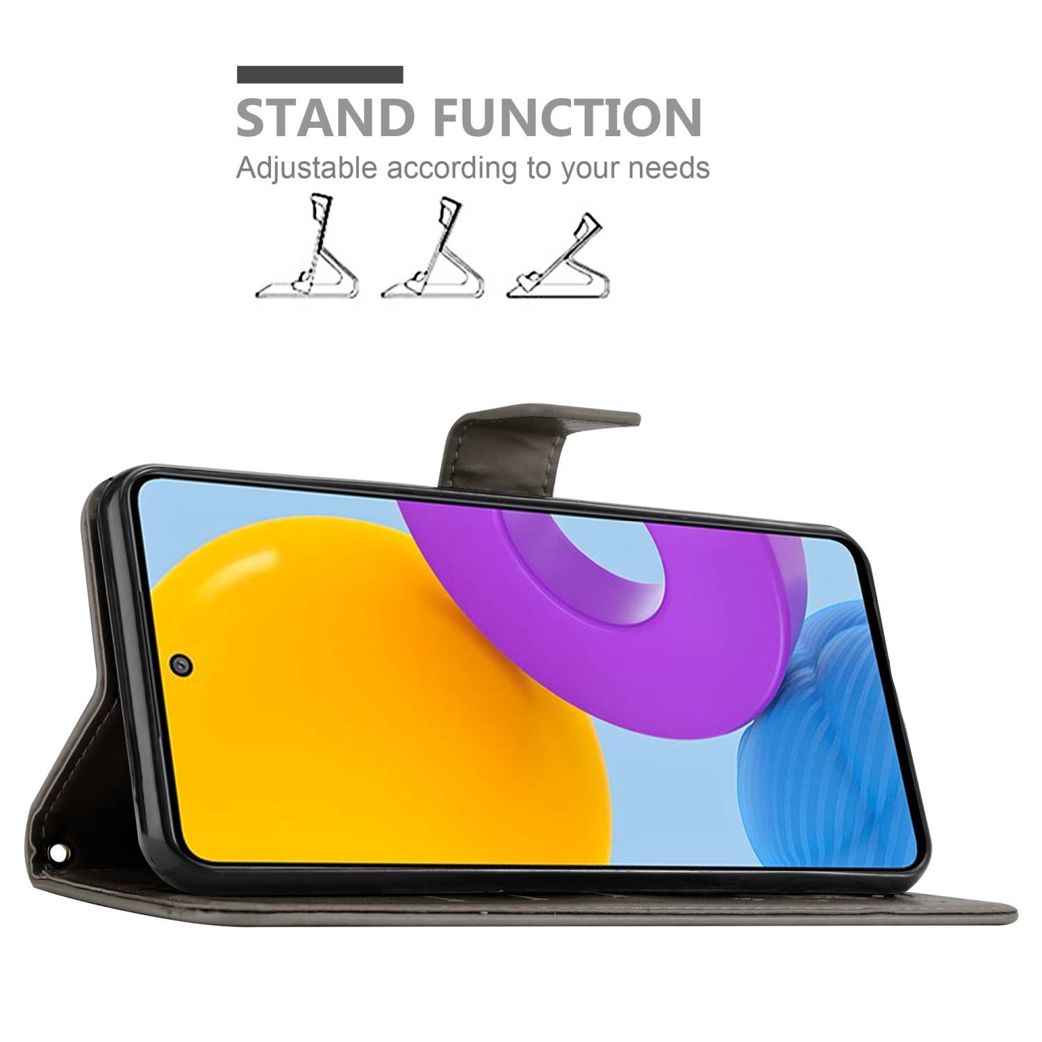 Cadorabo Hülle für Samsung Galaxy M52 5G Schutz Hülle in Grau Schutzhülle Handy Hülle Etui Case Blumen Flower