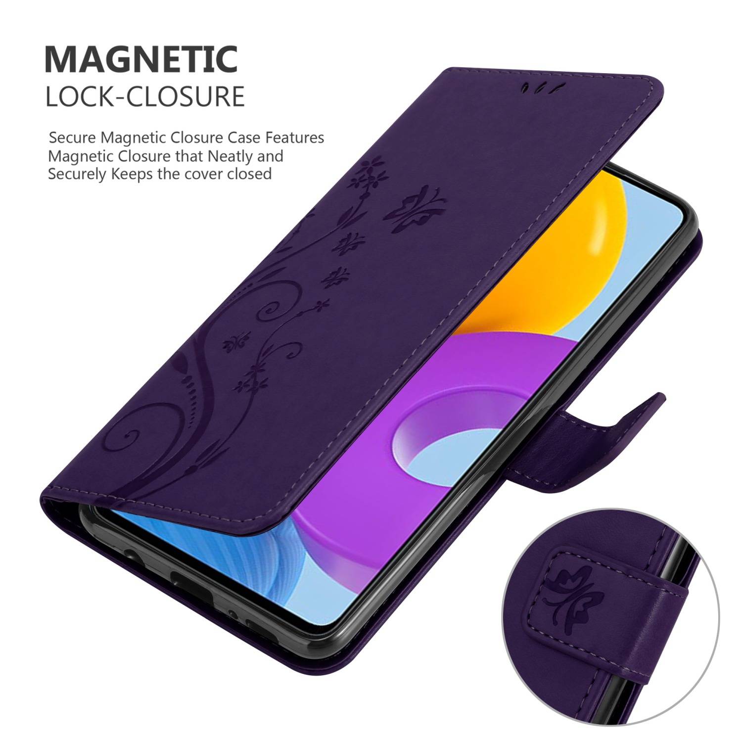 Cadorabo Hülle für Samsung Galaxy M52 5G Schutz Hülle in Lila Schutzhülle Handy Hülle Etui Case Blumen Flower