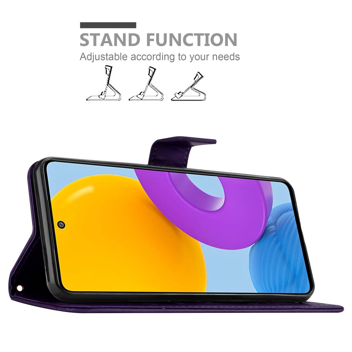 Cadorabo Hülle für Samsung Galaxy M52 5G Schutz Hülle in Lila Schutzhülle Handy Hülle Etui Case Blumen Flower
