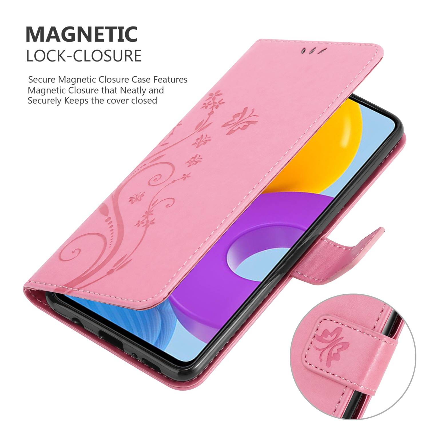 Cadorabo Hülle für Samsung Galaxy M52 5G Schutz Hülle in Rosa Schutzhülle Handy Hülle Etui Case Blumen Flower