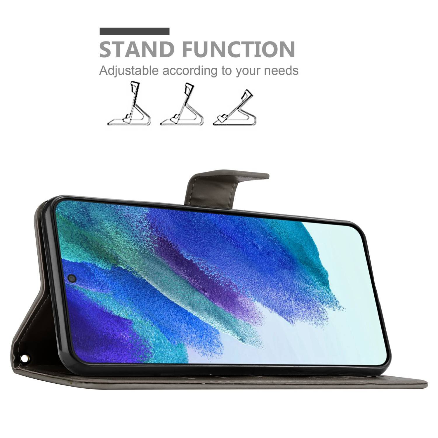 Cadorabo Hülle für Samsung Galaxy S22 Schutz Hülle in Grau Schutzhülle Handy Hülle Etui Case Blumen Flower