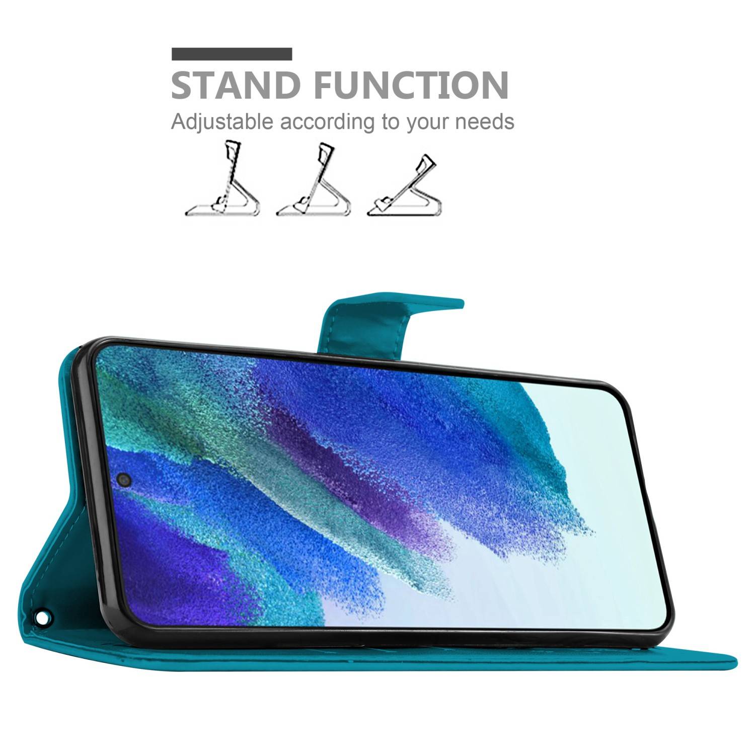 Cadorabo Hülle für Samsung Galaxy S22 PLUS Schutz Hülle in Blau Schutzhülle Handy Hülle Etui Case Blumen Flower