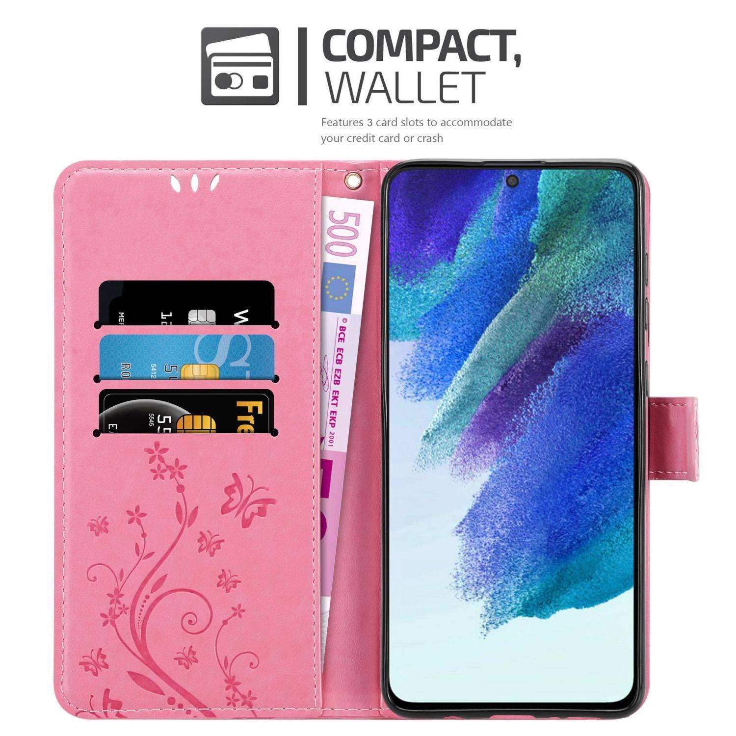 Cadorabo Hülle für Samsung Galaxy S22 PLUS Schutz Hülle in Rosa Schutzhülle Handy Hülle Etui Case Blumen Flower