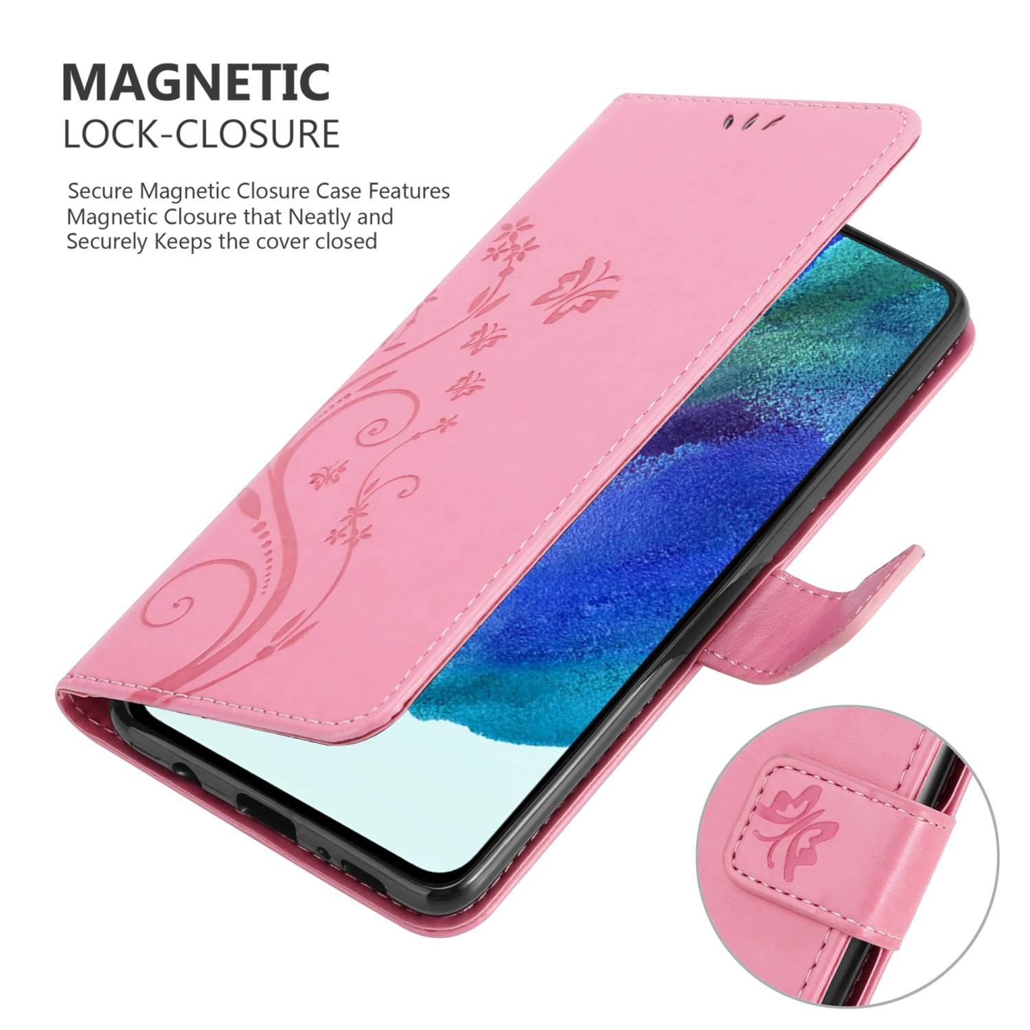 Cadorabo Hülle für Samsung Galaxy S22 PLUS Schutz Hülle in Rosa Schutzhülle Handy Hülle Etui Case Blumen Flower