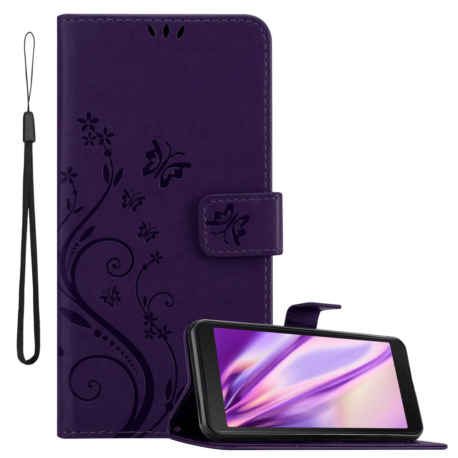 Cadorabo Hülle für Samsung Galaxy XCover 5 Schutz Hülle in Lila Schutzhülle Handy Hülle Etui Case Blumen Flower