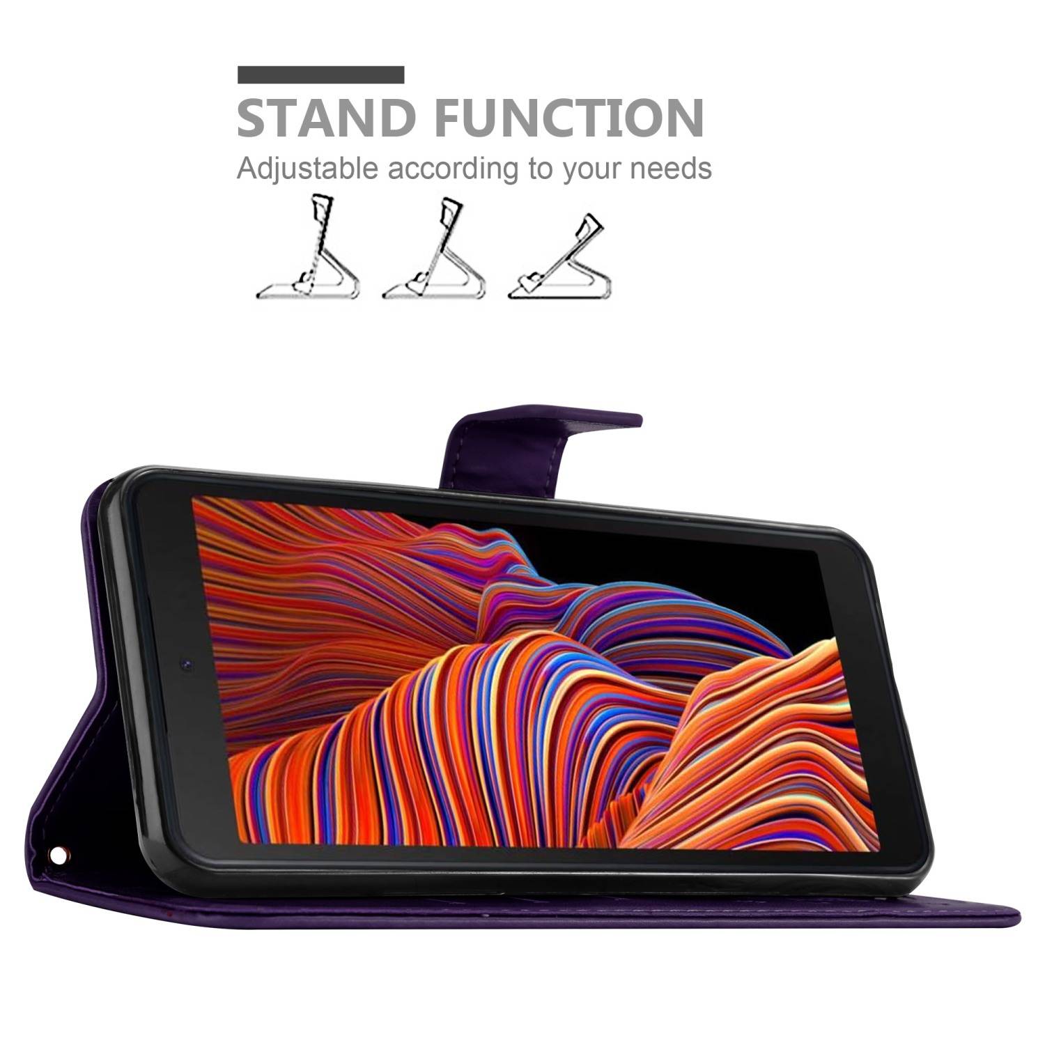 Cadorabo Hülle für Samsung Galaxy XCover 5 Schutz Hülle in Lila Schutzhülle Handy Hülle Etui Case Blumen Flower