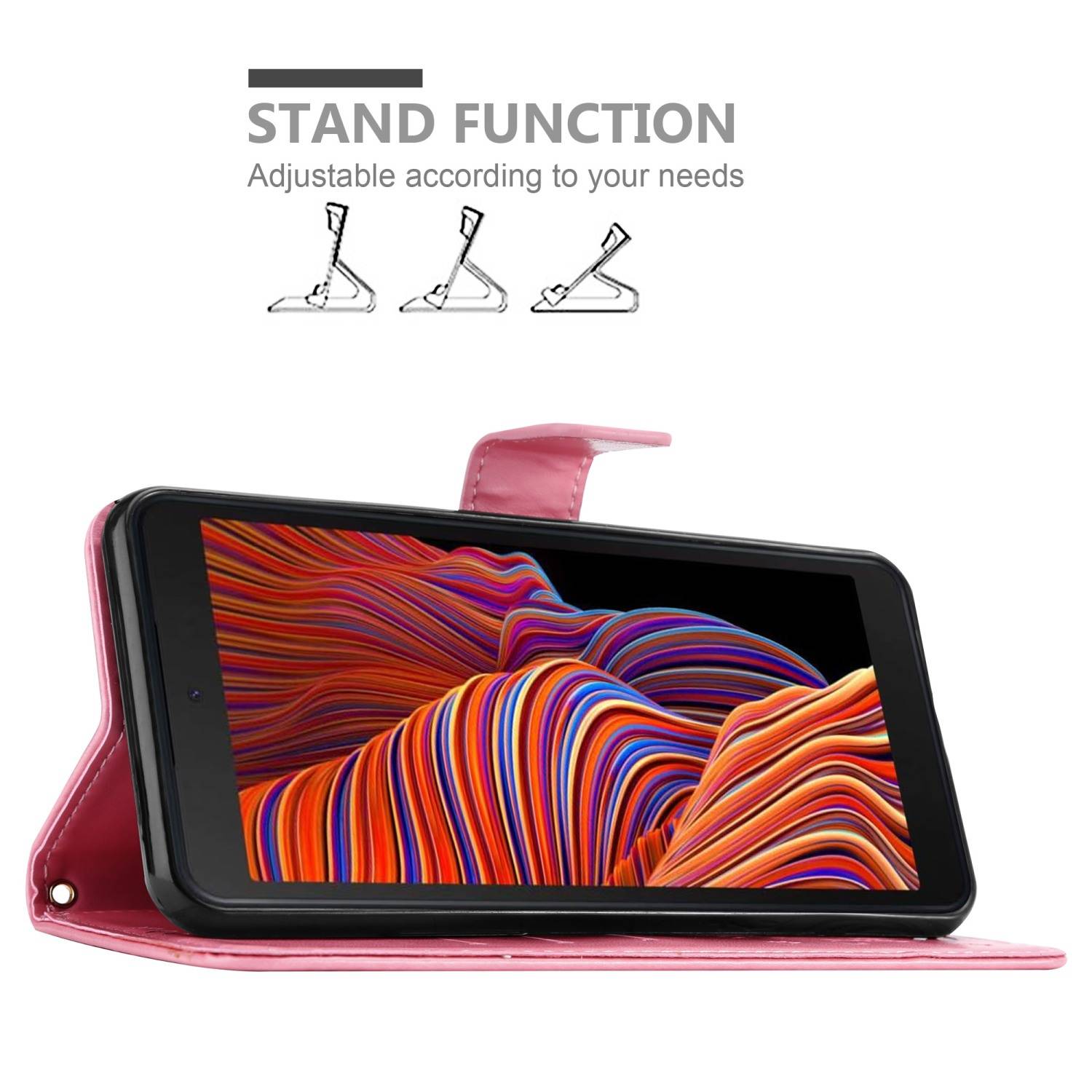 Cadorabo Hülle für Samsung Galaxy XCover 5 Schutz Hülle in Rosa Schutzhülle Handy Hülle Etui Case Blumen Flower