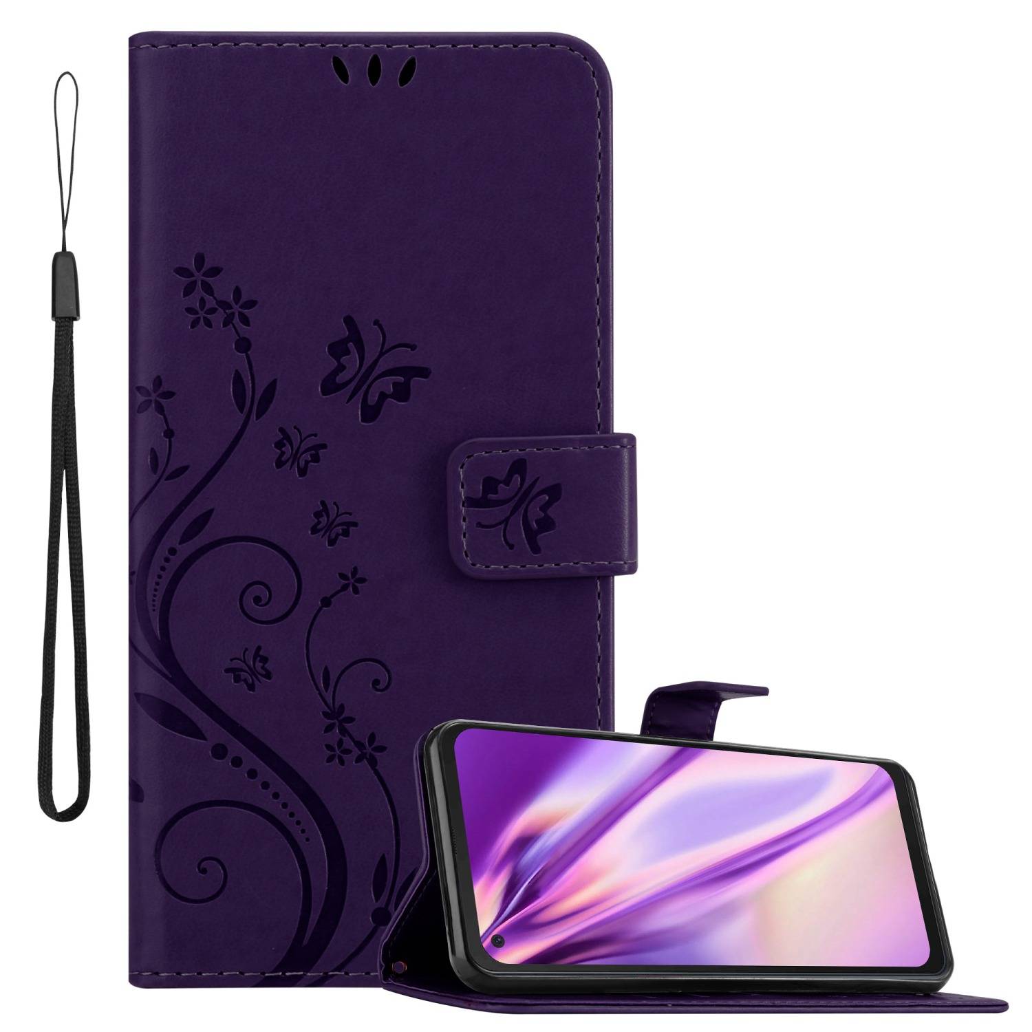 Cadorabo Hülle für Samsung Galaxy XCover PRO Schutz Hülle in Lila Schutzhülle Handy Hülle Etui Case Blumen Flower