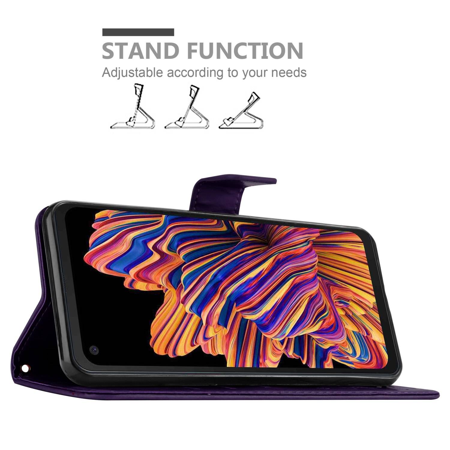 Cadorabo Hülle für Samsung Galaxy XCover PRO Schutz Hülle in Lila Schutzhülle Handy Hülle Etui Case Blumen Flower