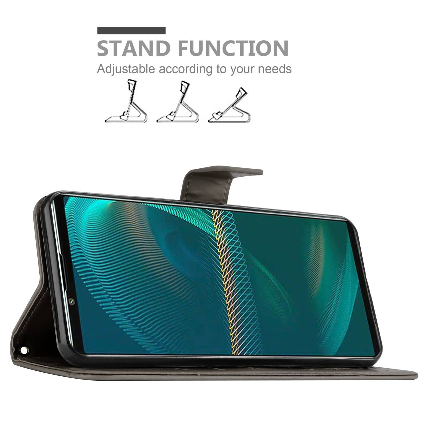 Cadorabo Hülle für Sony Xperia 5 III Schutz Hülle in Grau Schutzhülle Handy Hülle Etui Case Blumen Flower