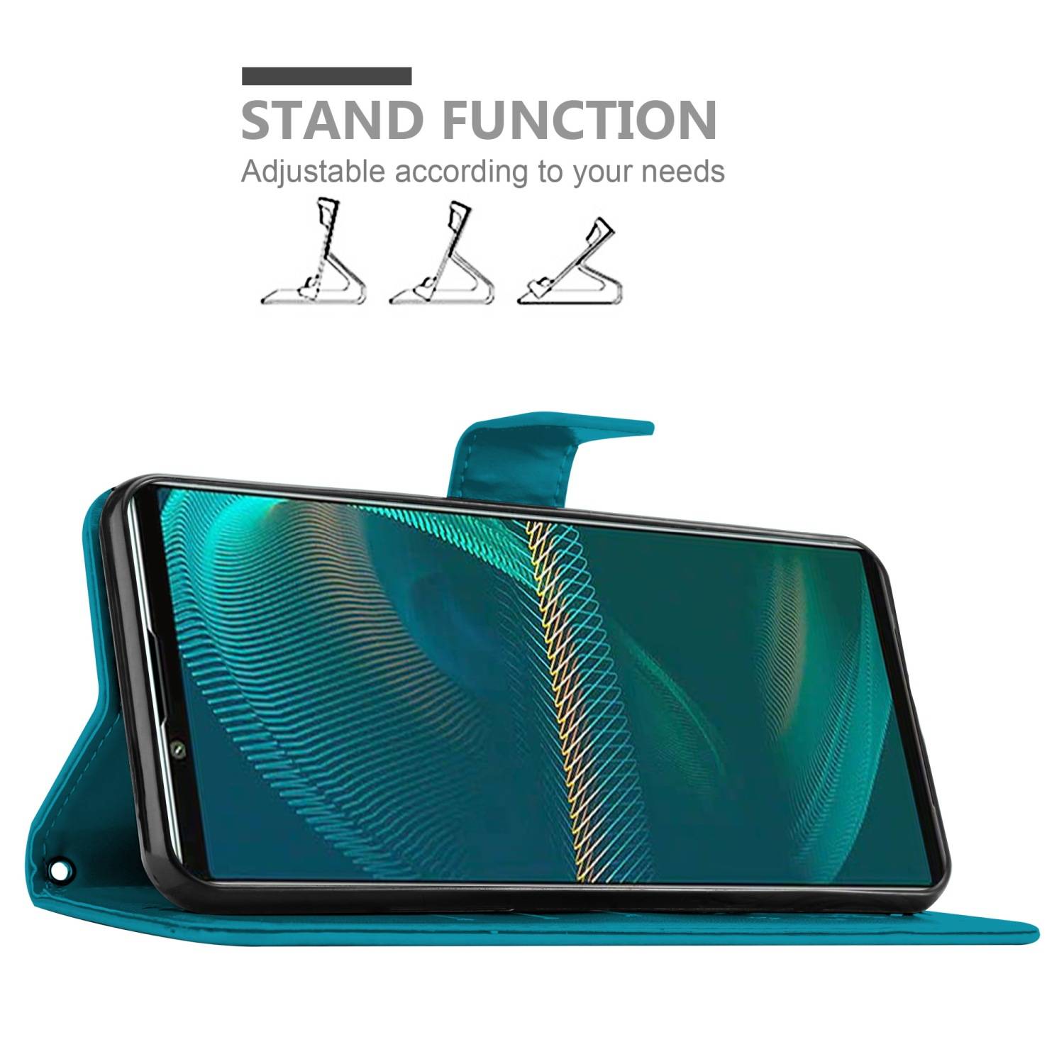Cadorabo Hülle für Sony Xperia 5 III Schutz Hülle in Blau Schutzhülle Handy Hülle Etui Case Blumen Flower
