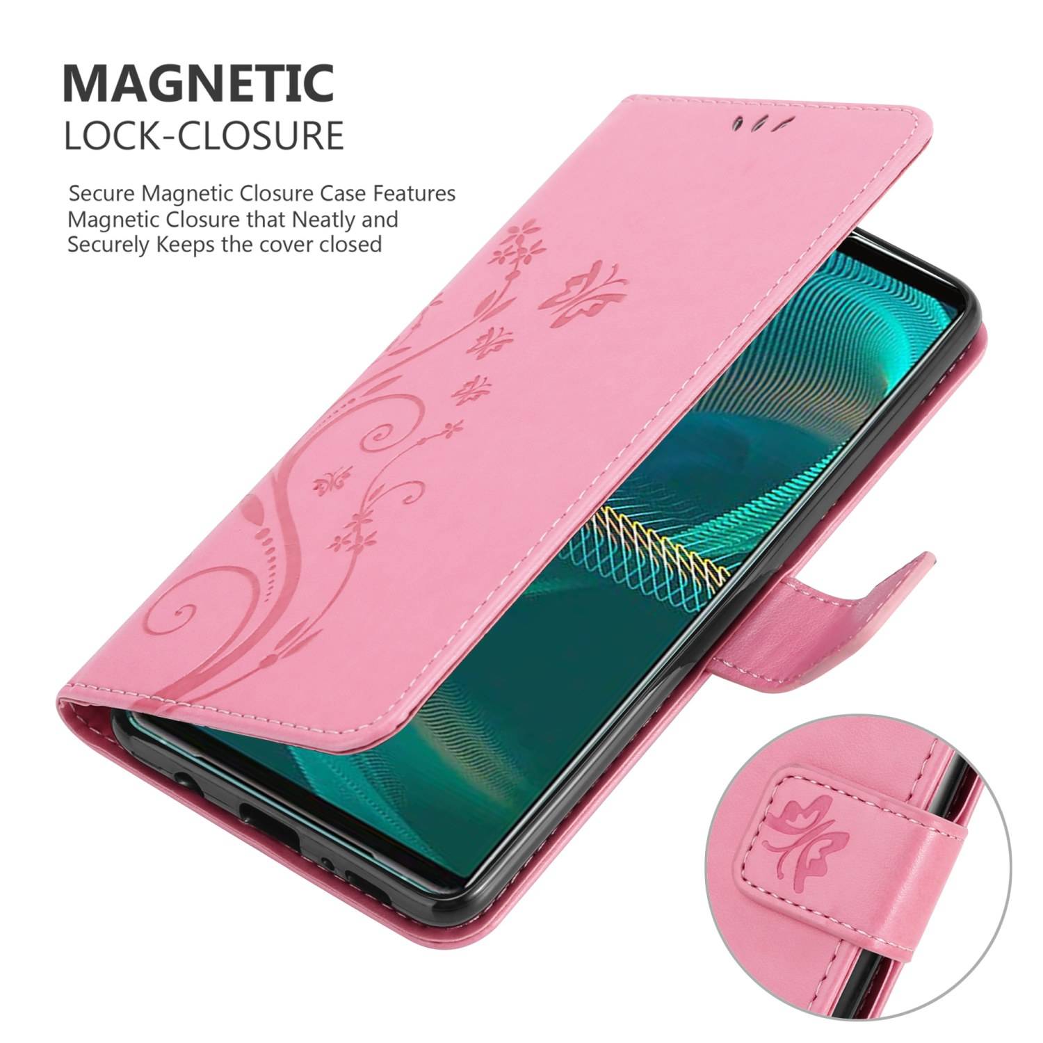 Cadorabo Hülle für Sony Xperia 5 III Schutz Hülle in Rosa Schutzhülle Handy Hülle Etui Case Blumen Flower