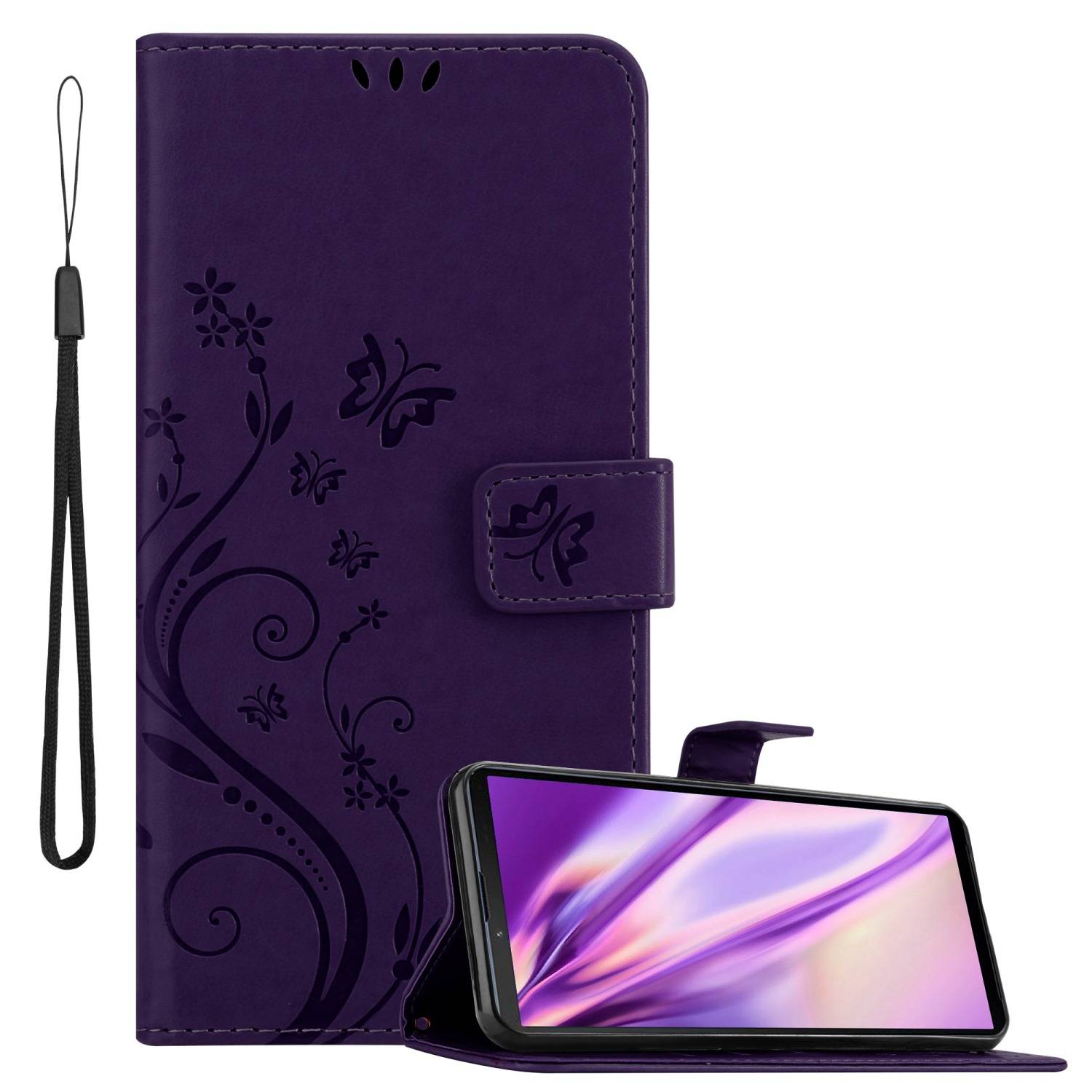 Cadorabo Hülle für Sony Xperia 10 III Schutz Hülle in Lila Schutzhülle Handy Hülle Etui Case Blumen Flower