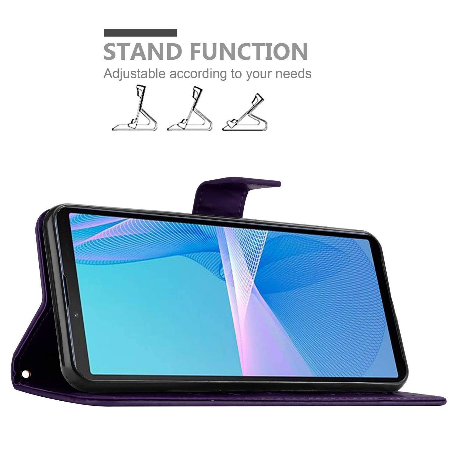 Cadorabo Hülle für Sony Xperia 10 III Schutz Hülle in Lila Schutzhülle Handy Hülle Etui Case Blumen Flower