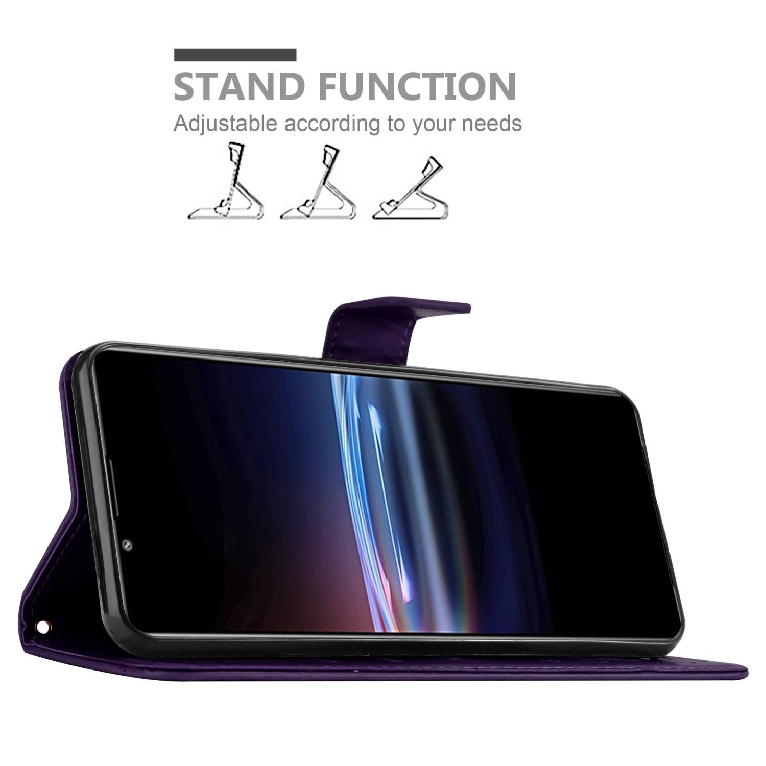 Cadorabo Hülle für Sony Xperia PRO-I Schutz Hülle in Lila Schutzhülle Handy Hülle Etui Case Blumen Flower