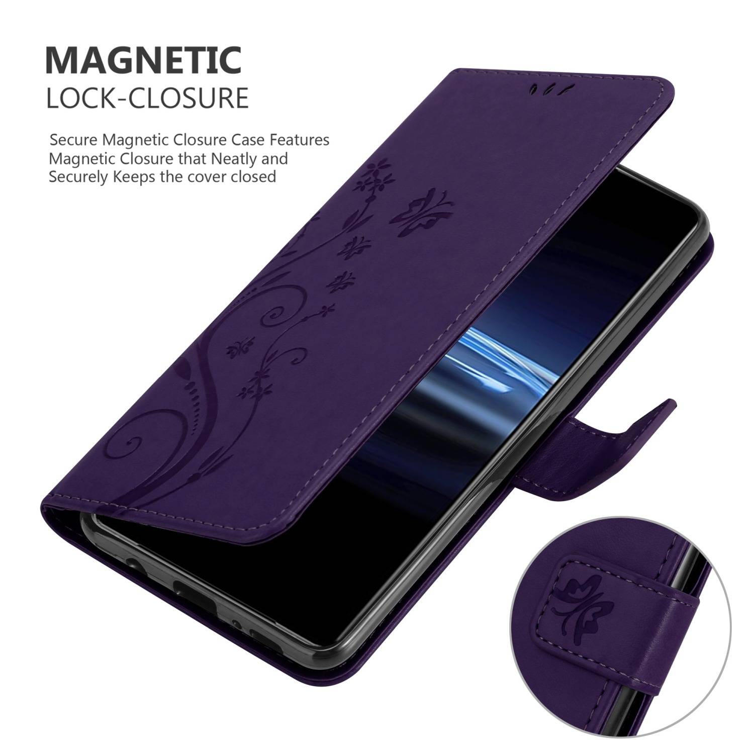 Cadorabo Hülle für Sony Xperia PRO-I Schutz Hülle in Lila Schutzhülle Handy Hülle Etui Case Blumen Flower