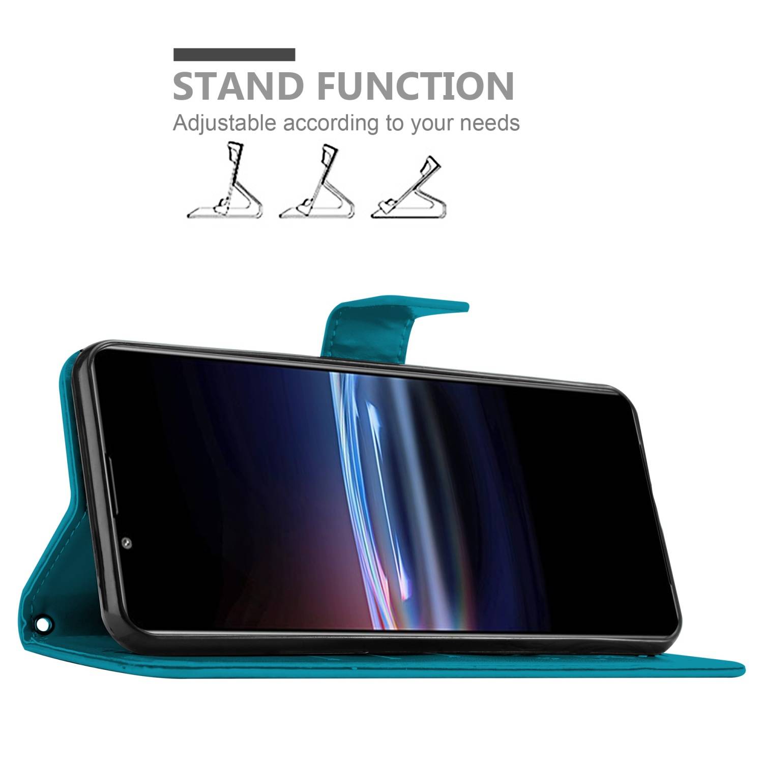 Cadorabo Hülle für Sony Xperia PRO-I Schutz Hülle in Blau Schutzhülle Handy Hülle Etui Case Blumen Flower