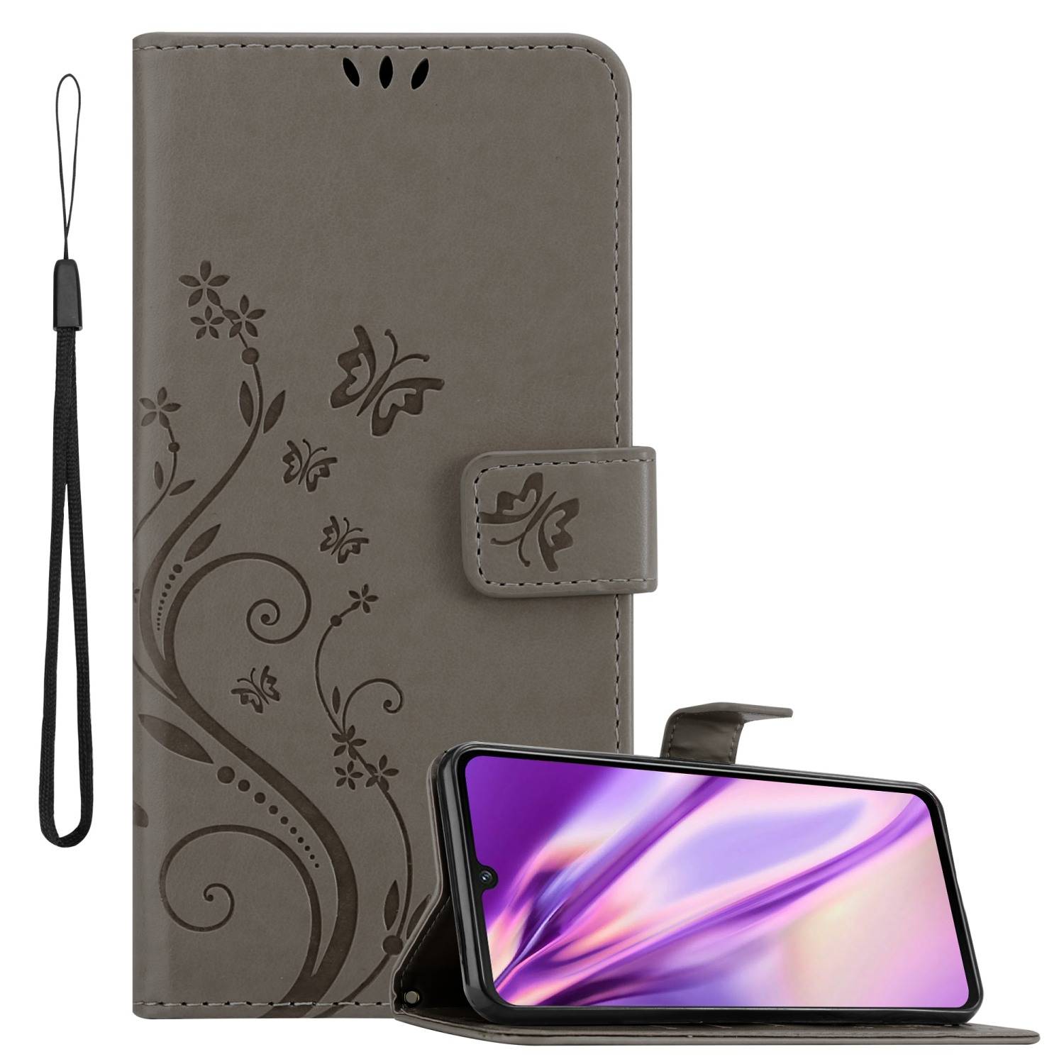 Cadorabo Hülle für Vivo V21 4G / 5G Schutz Hülle in Grau Schutzhülle Handy Hülle Etui Case Blumen Flower