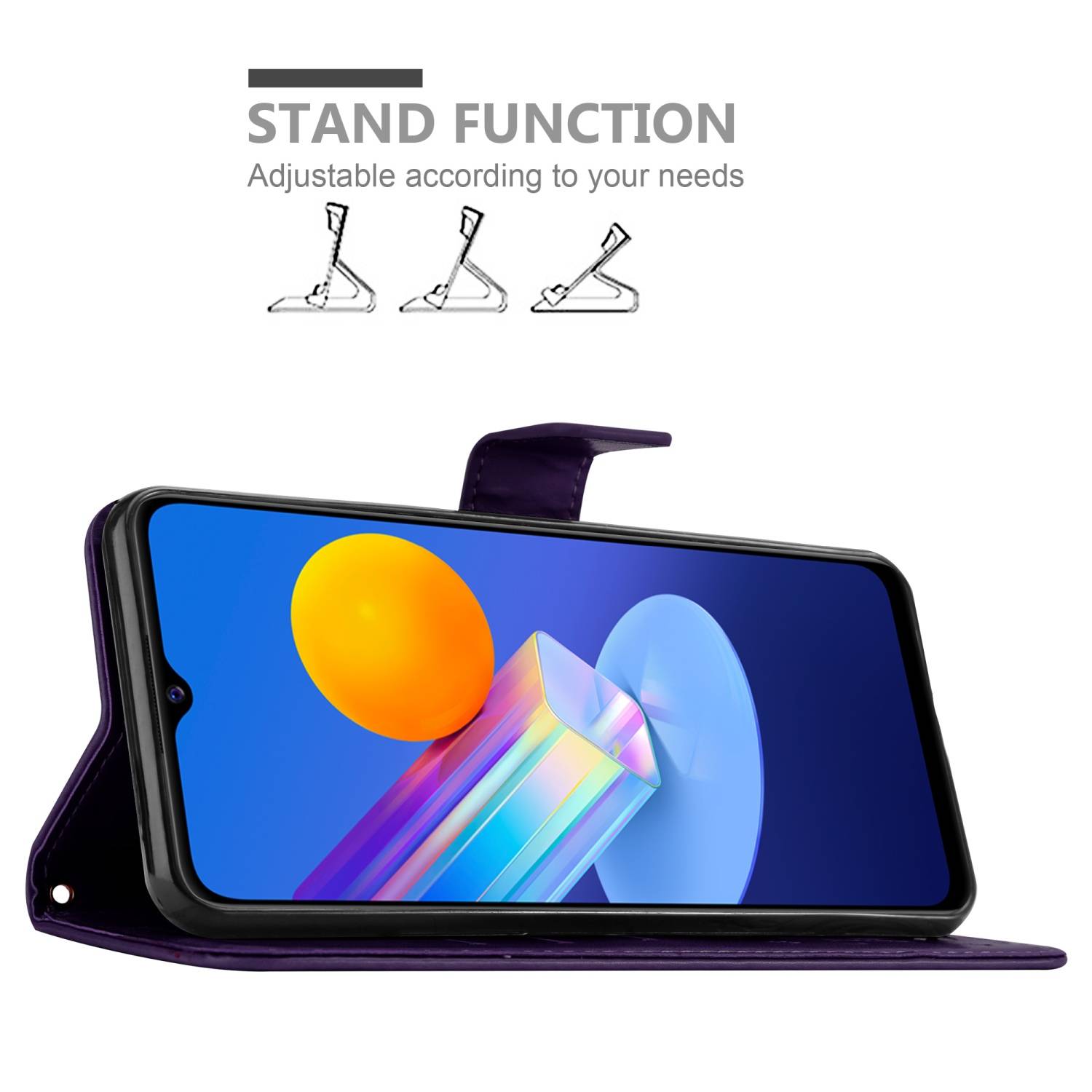 Cadorabo Hülle für Vivo Y52 5G / Y72 5G Schutz Hülle in Lila Schutzhülle Handy Hülle Etui Case Blumen Flower