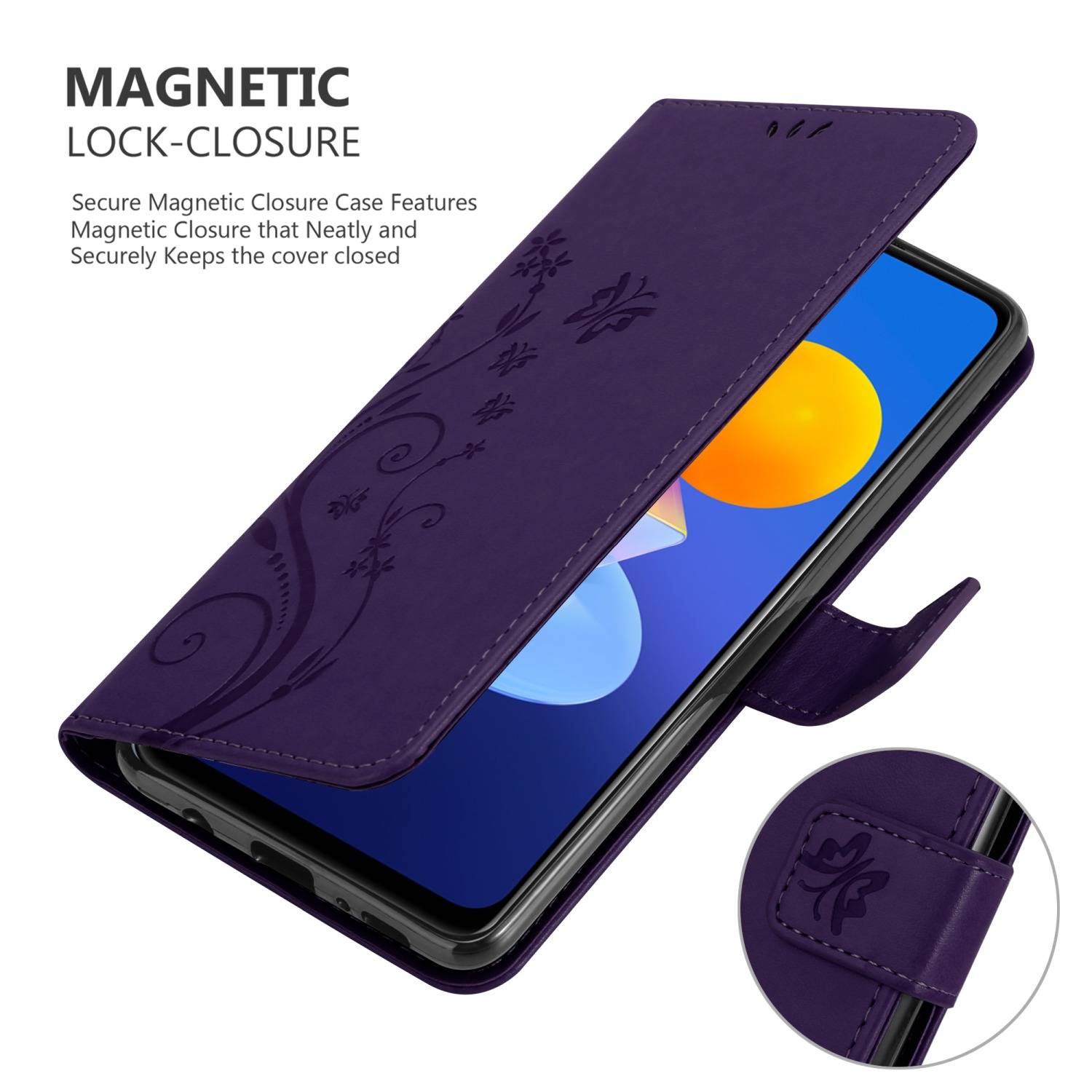 Cadorabo Hülle für Vivo Y52 5G / Y72 5G Schutz Hülle in Lila Schutzhülle Handy Hülle Etui Case Blumen Flower