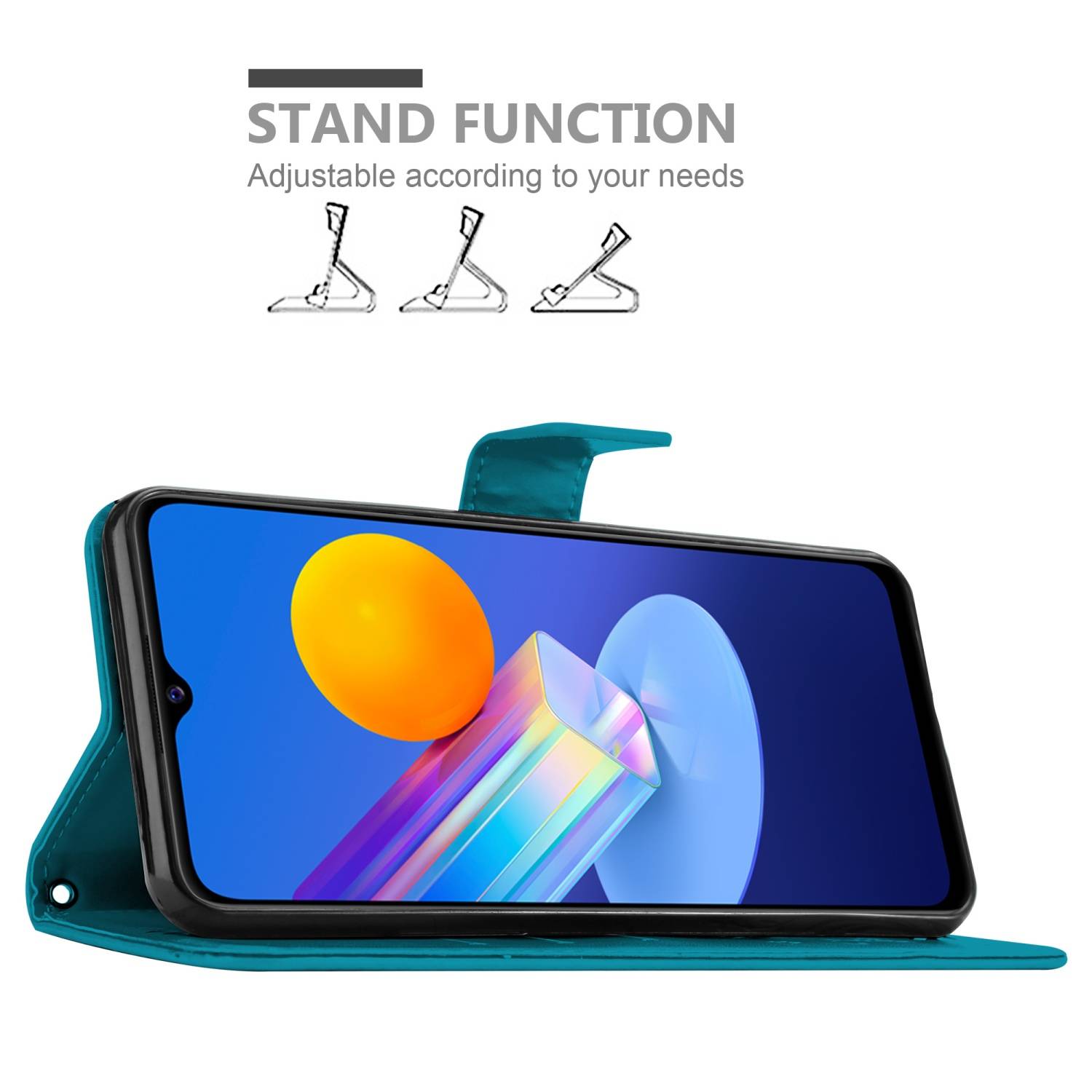 Cadorabo Hülle für Vivo Y52 5G / Y72 5G Schutz Hülle in Blau Schutzhülle Handy Hülle Etui Case Blumen Flower