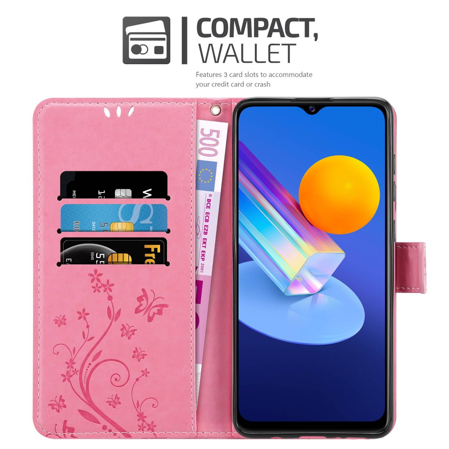 Cadorabo Hülle für Vivo Y52 5G / Y72 5G Schutz Hülle in Rosa Schutzhülle Handy Hülle Etui Case Blumen Flower