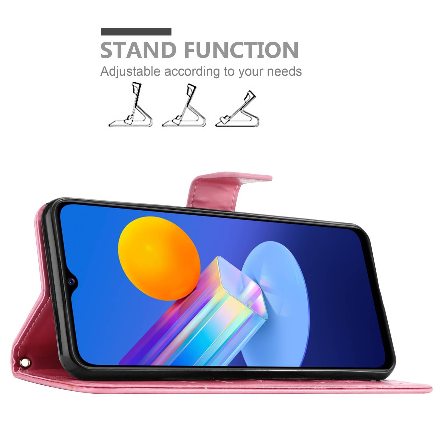 Cadorabo Hülle für Vivo Y52 5G / Y72 5G Schutz Hülle in Rosa Schutzhülle Handy Hülle Etui Case Blumen Flower
