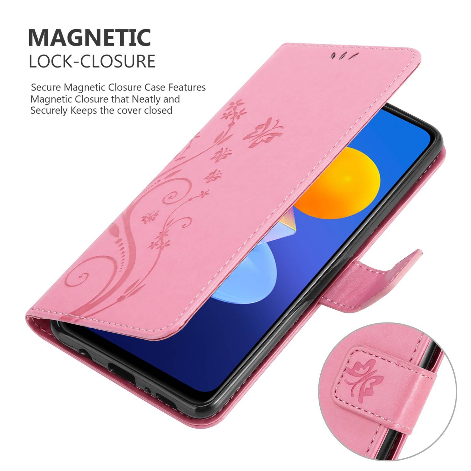 Cadorabo Hülle für Vivo Y52 5G / Y72 5G Schutz Hülle in Rosa Schutzhülle Handy Hülle Etui Case Blumen Flower