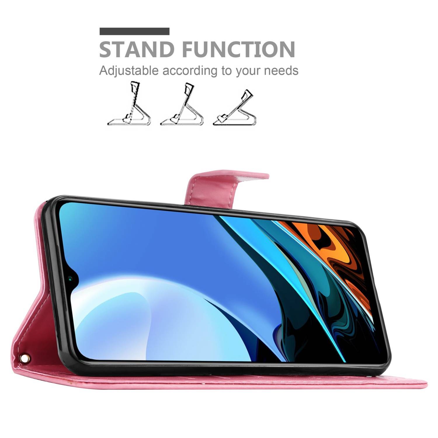 Cadorabo Hülle für Xiaomi RedMi 9T / POCO M3 Schutz Hülle in Rosa Schutzhülle Handy Hülle Etui Case Blumen Flower