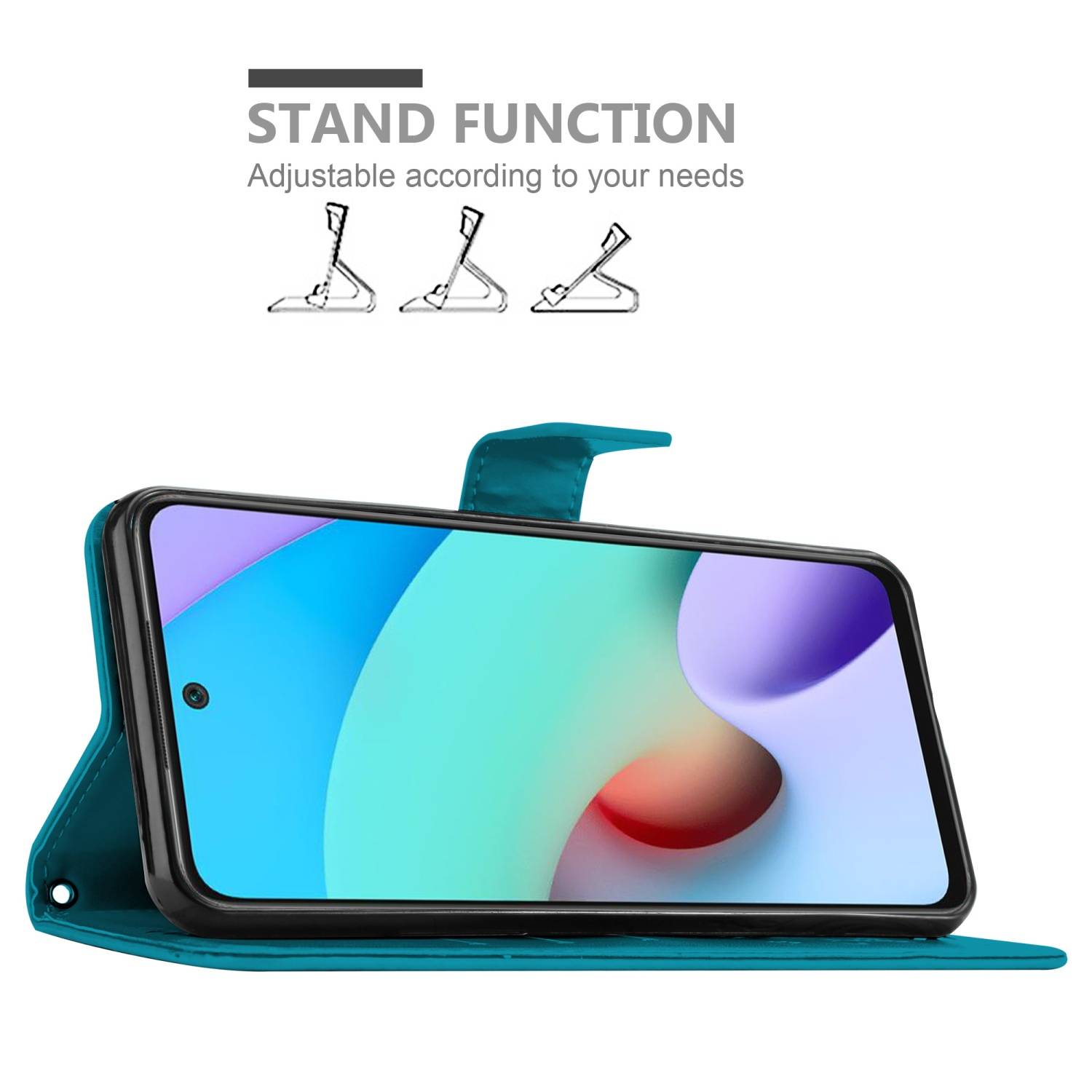 Cadorabo Hülle für Xiaomi RedMi 10 / RedMi NOTE 11 4G Schutz Hülle in Blau Schutzhülle Handy Hülle Etui Case Blumen